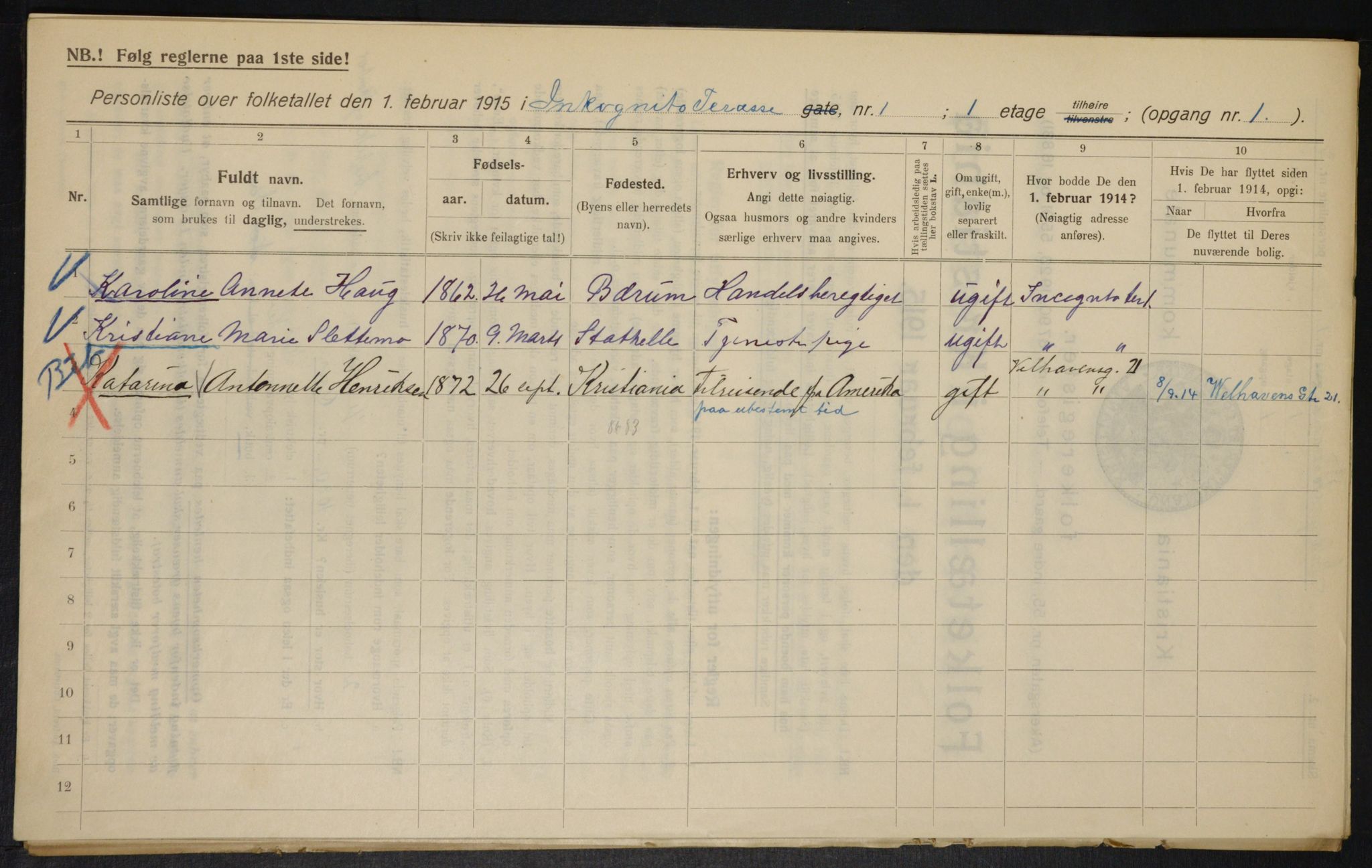 OBA, Municipal Census 1915 for Kristiania, 1915, p. 43808