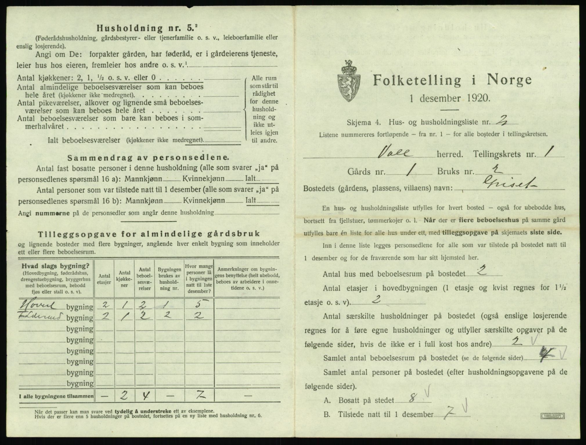 SAT, 1920 census for Voll, 1920, p. 25