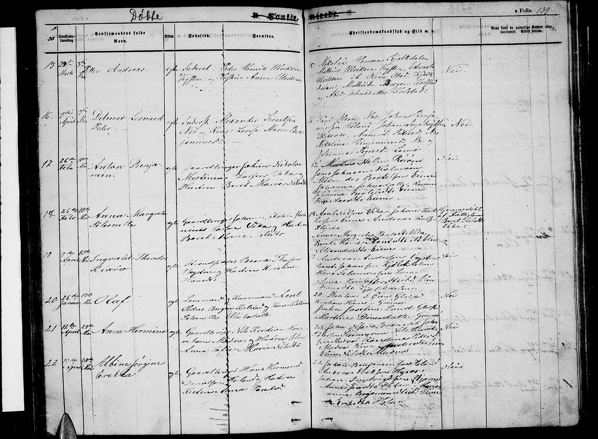 Ministerialprotokoller, klokkerbøker og fødselsregistre - Nordland, AV/SAT-A-1459/816/L0251: Parish register (copy) no. 816C01, 1852-1870, p. 139