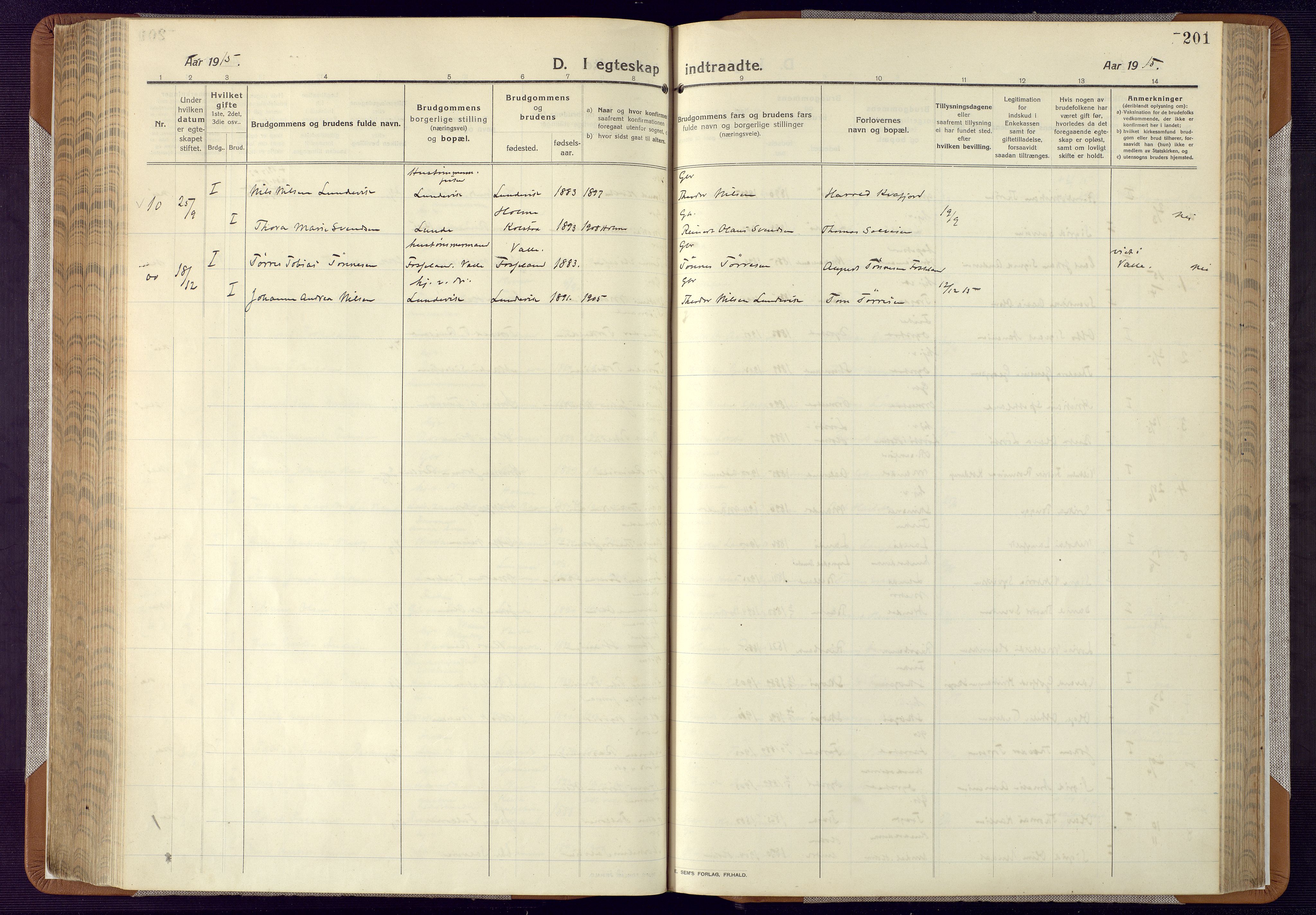 Mandal sokneprestkontor, AV/SAK-1111-0030/F/Fa/Faa/L0022: Parish register (official) no. A 22, 1913-1925, p. 201