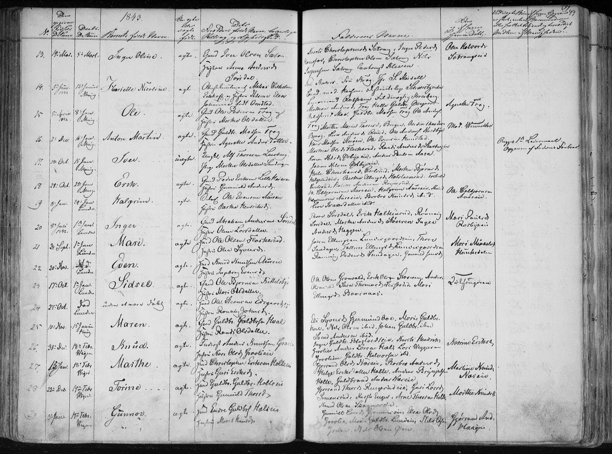 Norderhov kirkebøker, SAKO/A-237/F/Fa/L0010: Parish register (official) no. 10, 1837-1847, p. 99