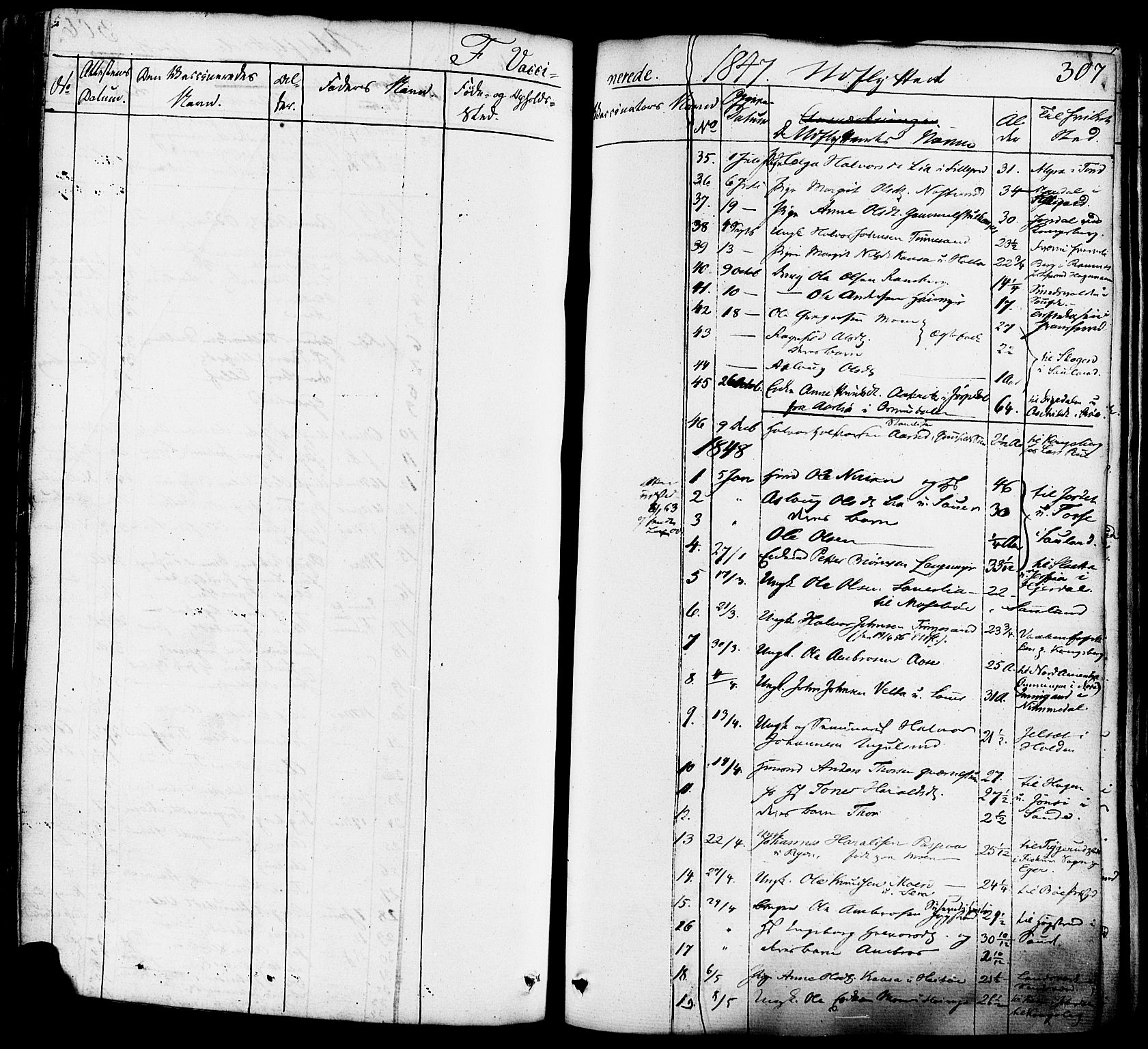 Heddal kirkebøker, SAKO/A-268/F/Fa/L0006: Parish register (official) no. I 6, 1837-1854, p. 307