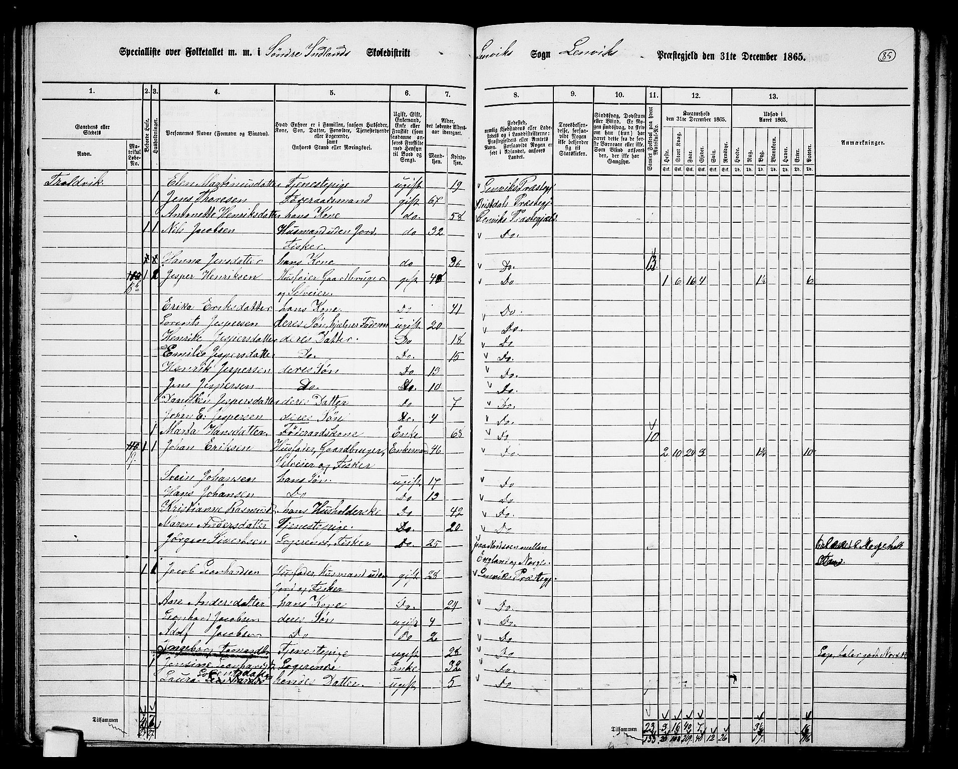 RA, 1865 census for Lenvik, 1865, p. 77