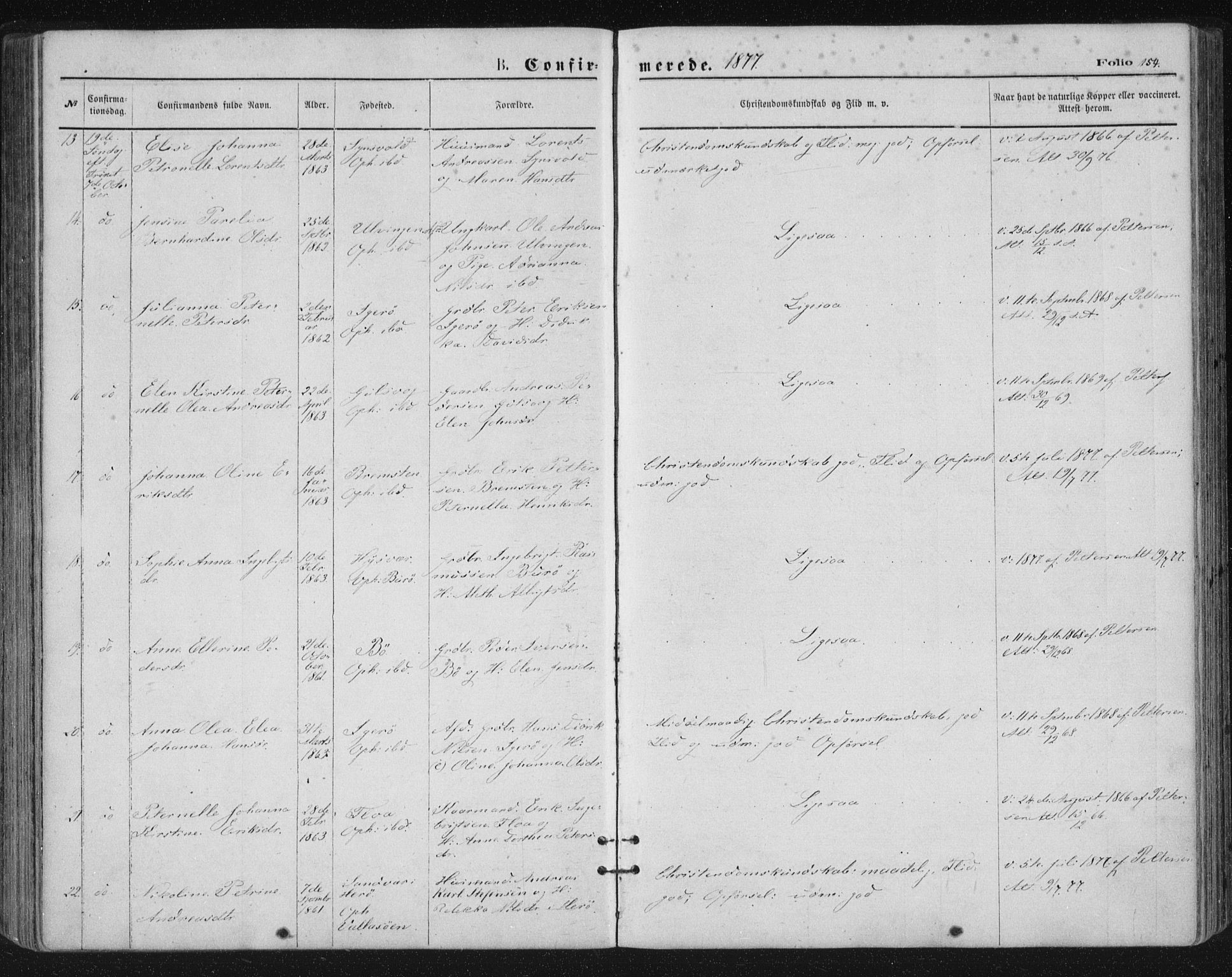 Ministerialprotokoller, klokkerbøker og fødselsregistre - Nordland, AV/SAT-A-1459/816/L0241: Parish register (official) no. 816A07, 1870-1885, p. 154