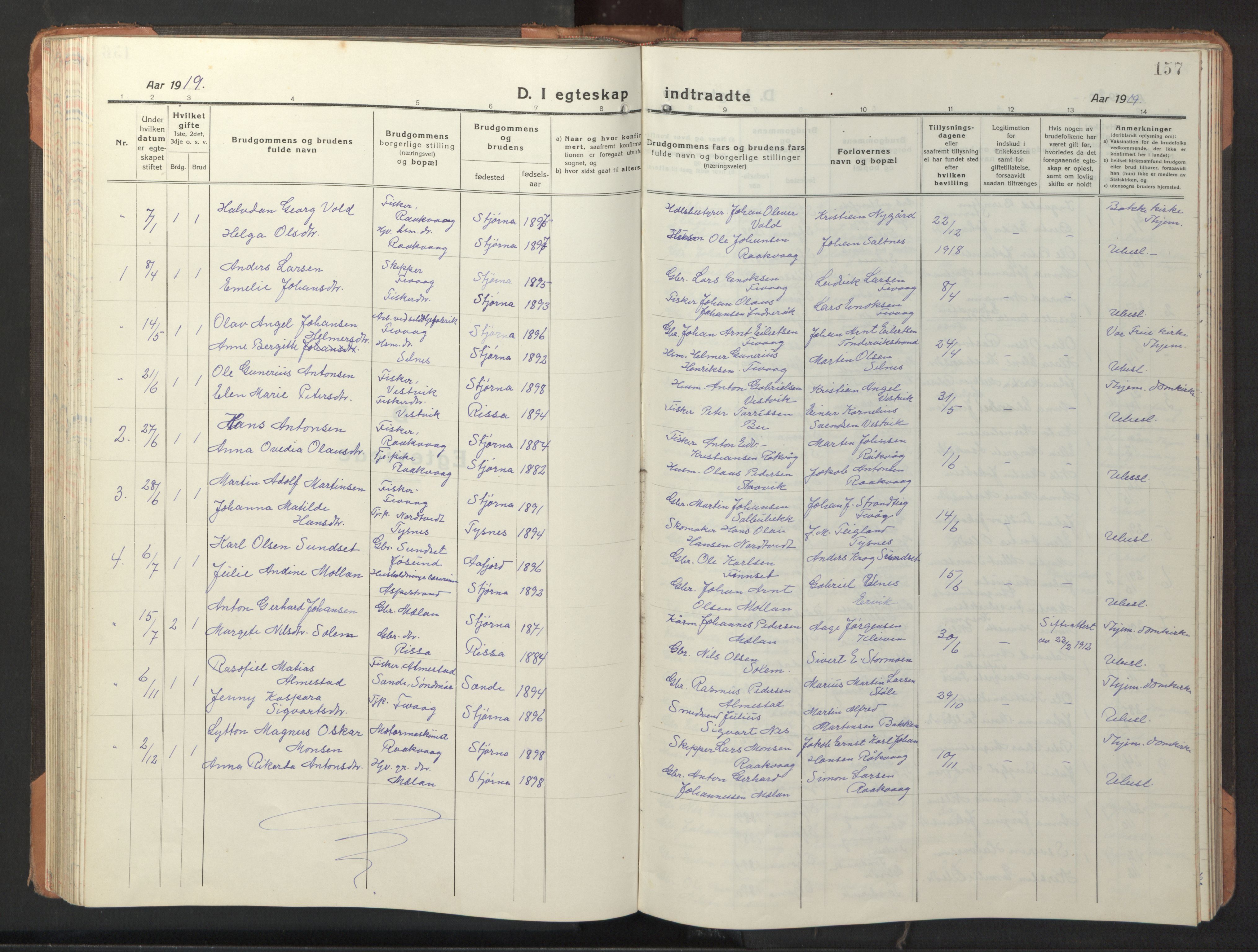 Ministerialprotokoller, klokkerbøker og fødselsregistre - Sør-Trøndelag, SAT/A-1456/653/L0658: Parish register (copy) no. 653C02, 1919-1947, p. 157