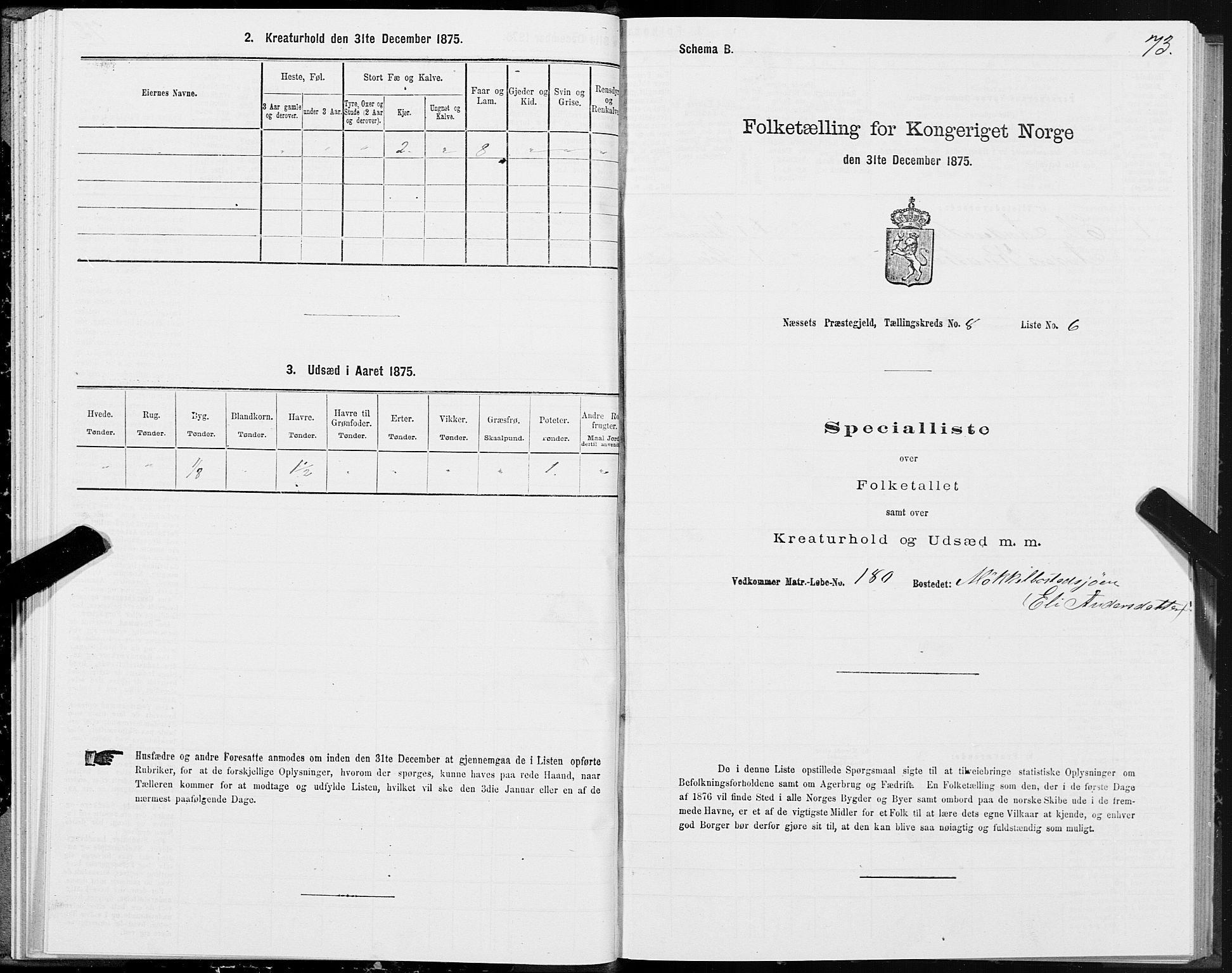 SAT, 1875 census for 1543P Nesset, 1875, p. 4073