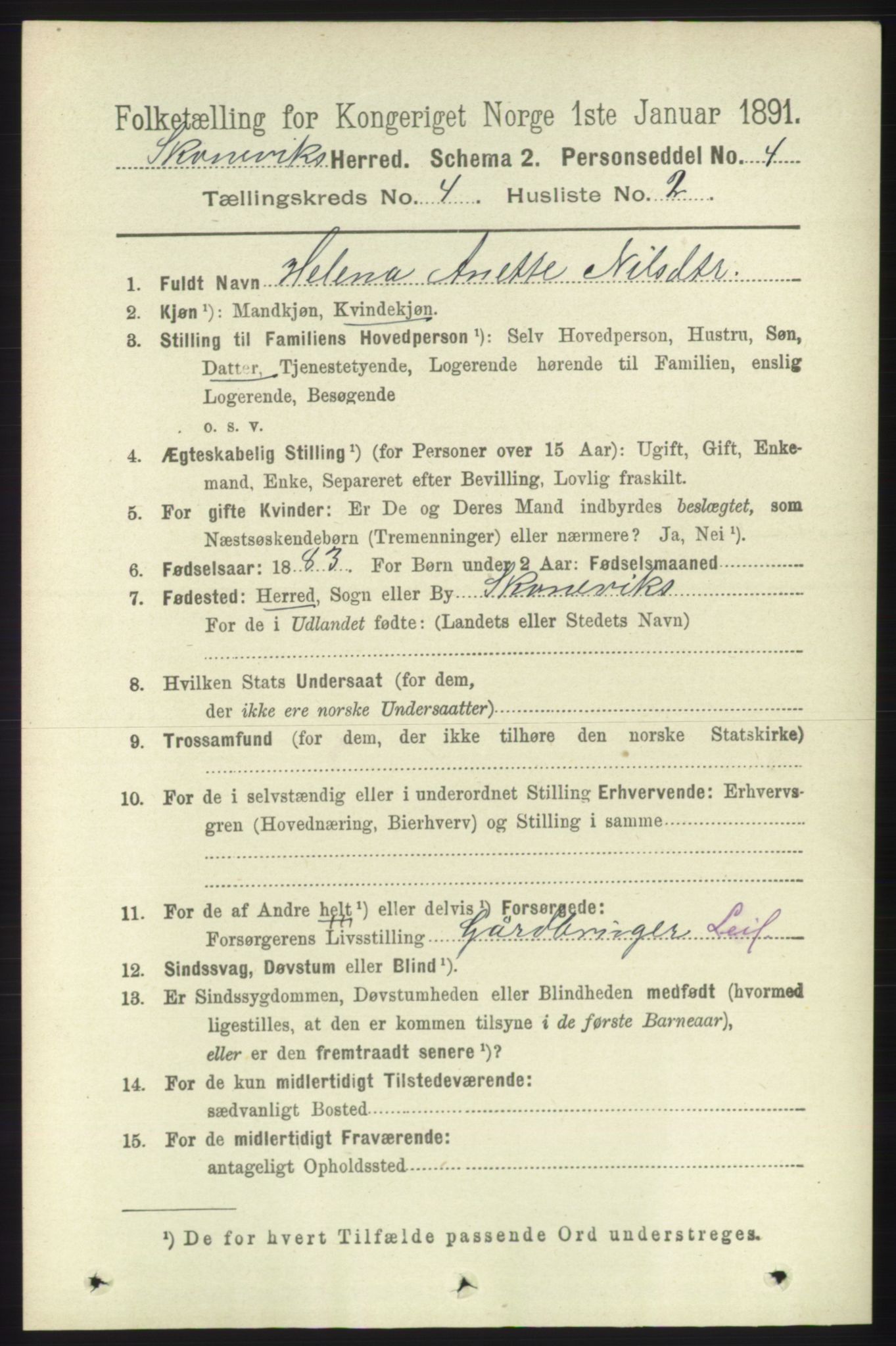 RA, 1891 census for 1212 Skånevik, 1891, p. 850