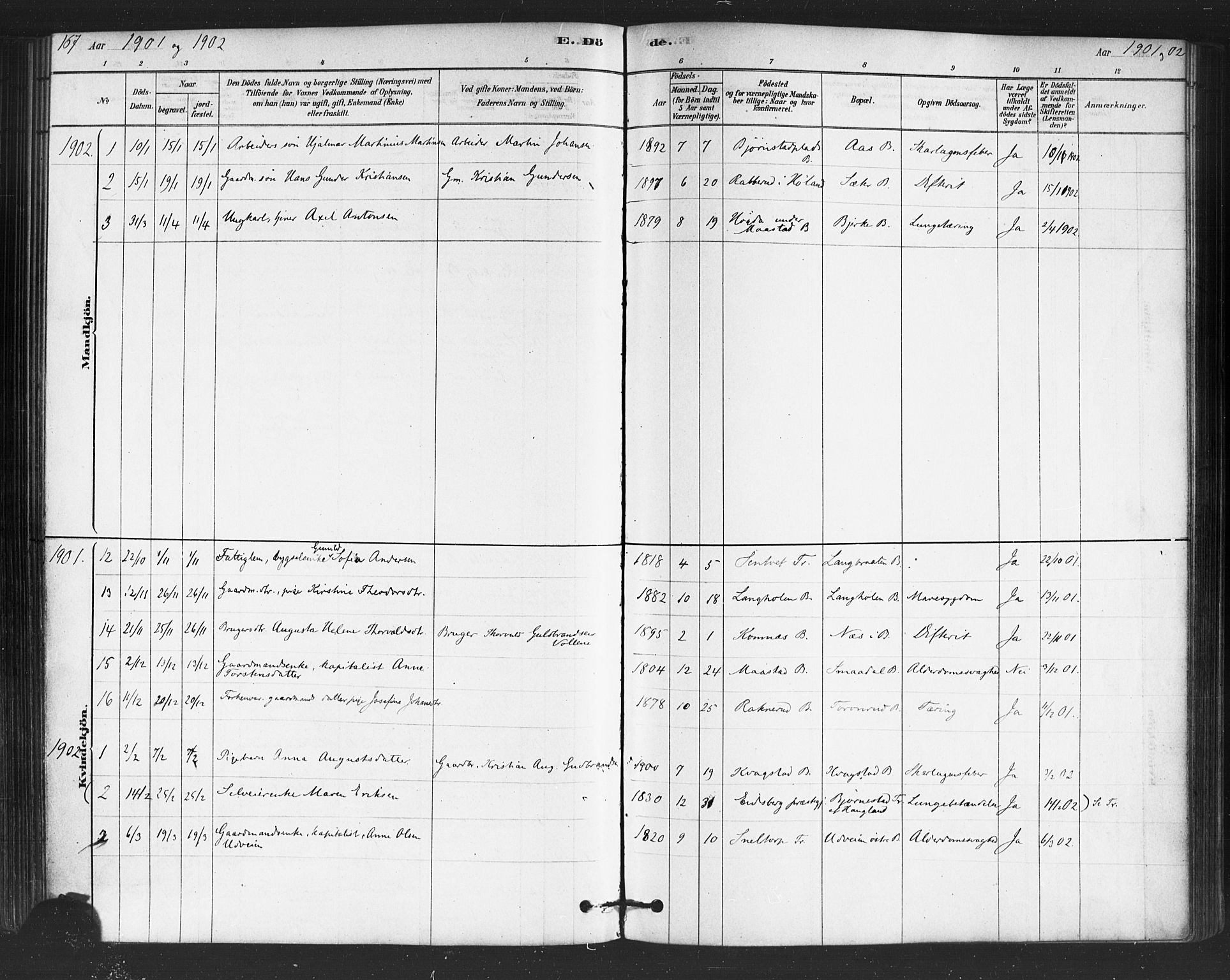 Trøgstad prestekontor Kirkebøker, SAO/A-10925/F/Fb/L0001: Parish register (official) no. II 1, 1878-1902, p. 167