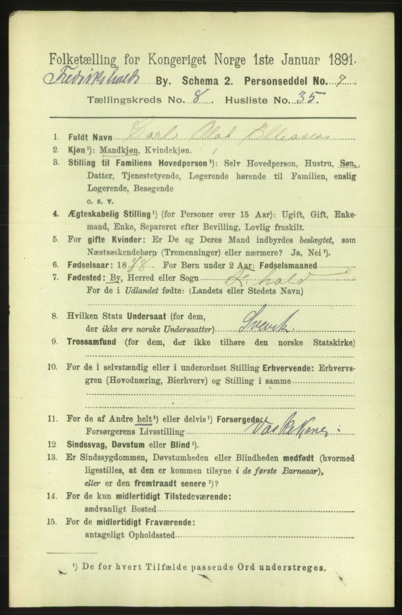 RA, 1891 census for 0101 Fredrikshald, 1891, p. 5901