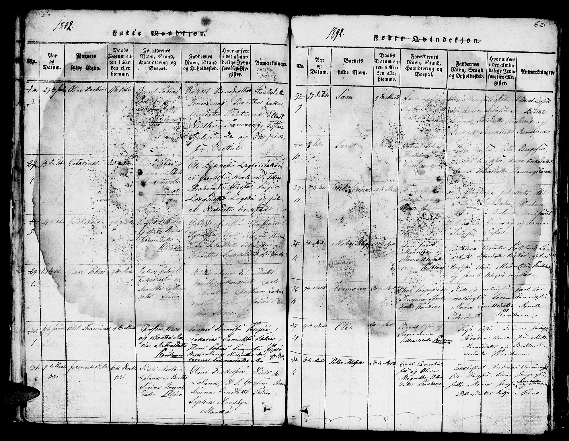 Lyngdal sokneprestkontor, SAK/1111-0029/F/Fb/Fba/L0001: Parish register (copy) no. B 1, 1816-1876, p. 62
