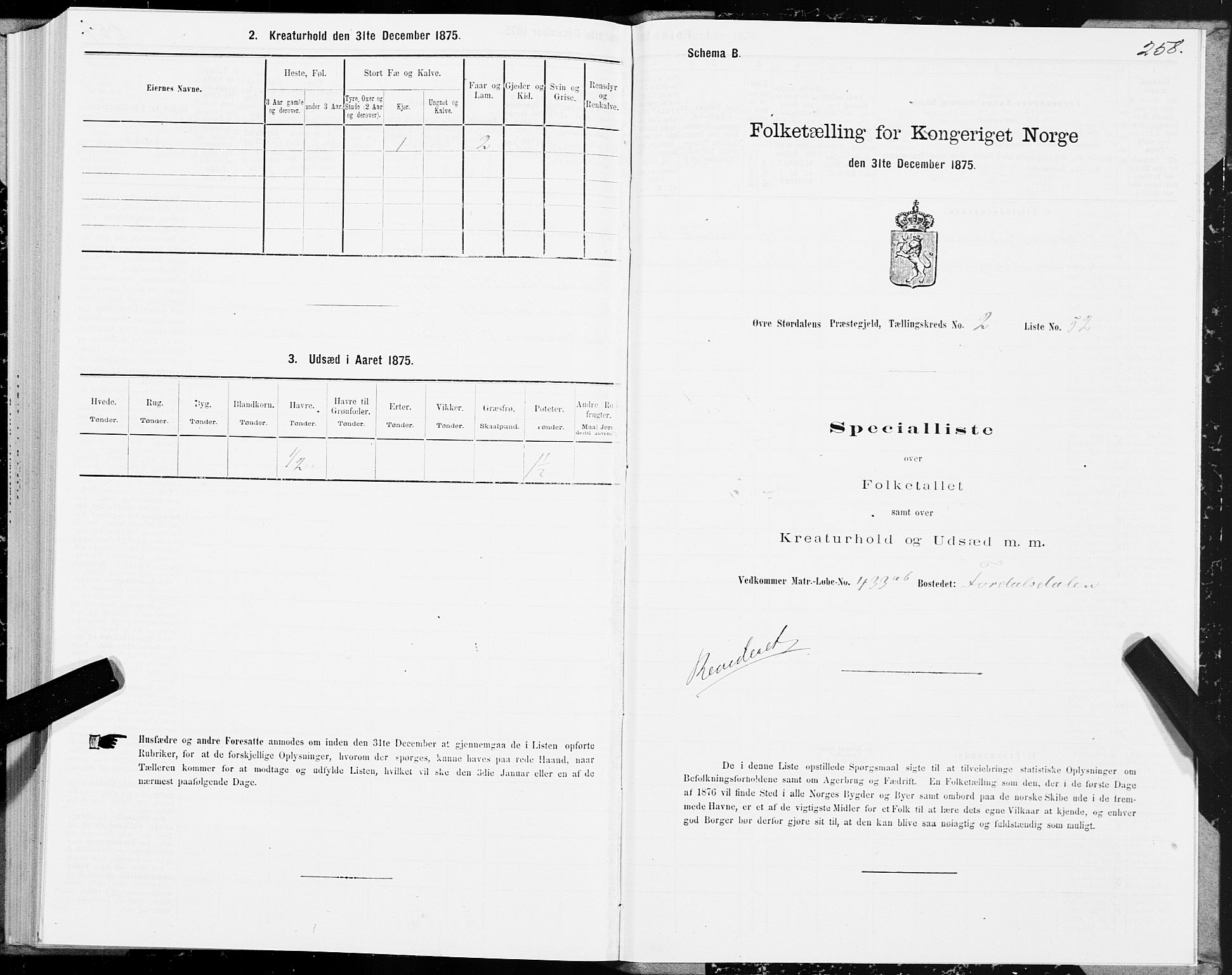 SAT, 1875 census for 1711P Øvre Stjørdal, 1875, p. 1258