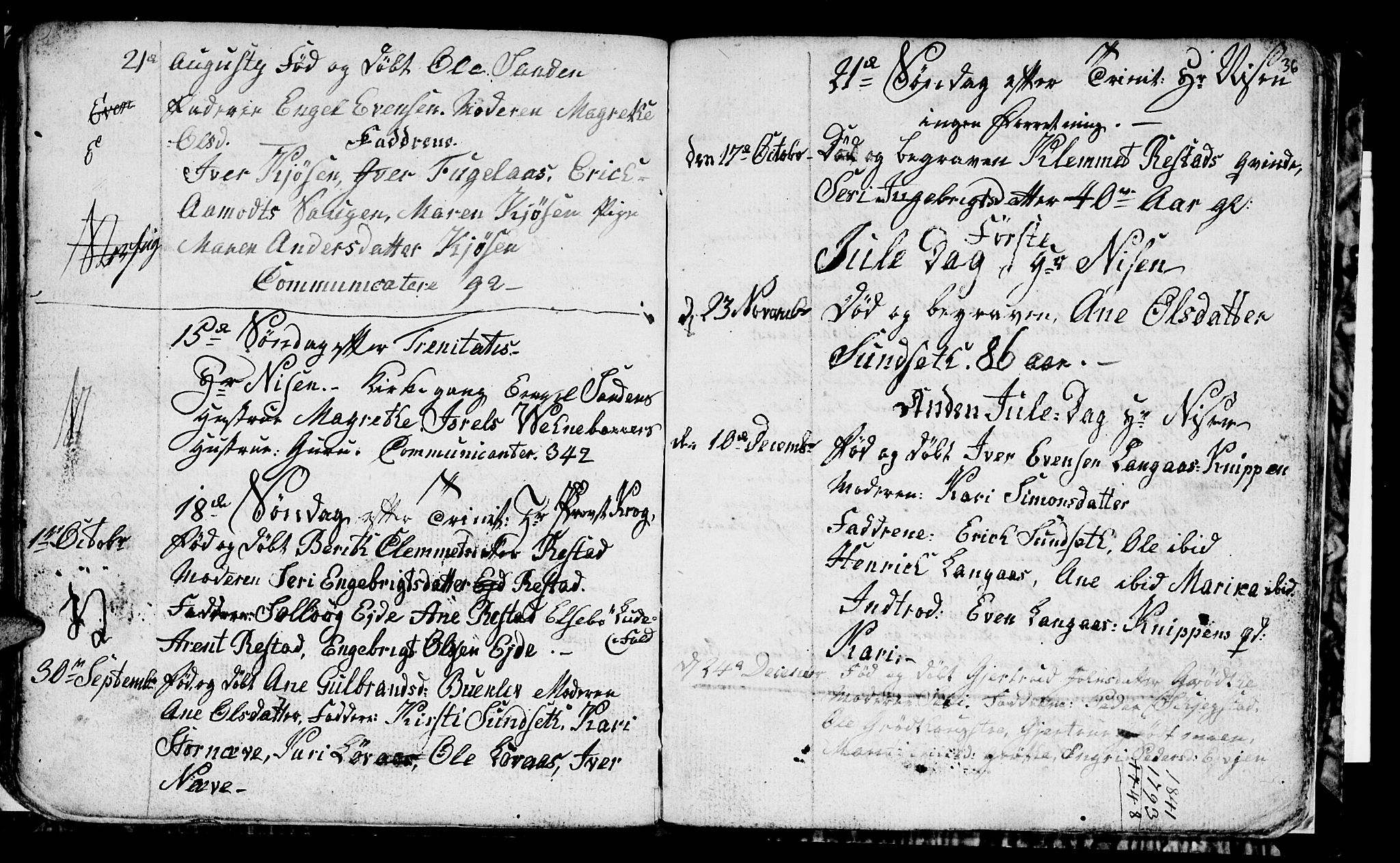 Ministerialprotokoller, klokkerbøker og fødselsregistre - Sør-Trøndelag, SAT/A-1456/694/L1129: Parish register (copy) no. 694C01, 1793-1815, p. 36