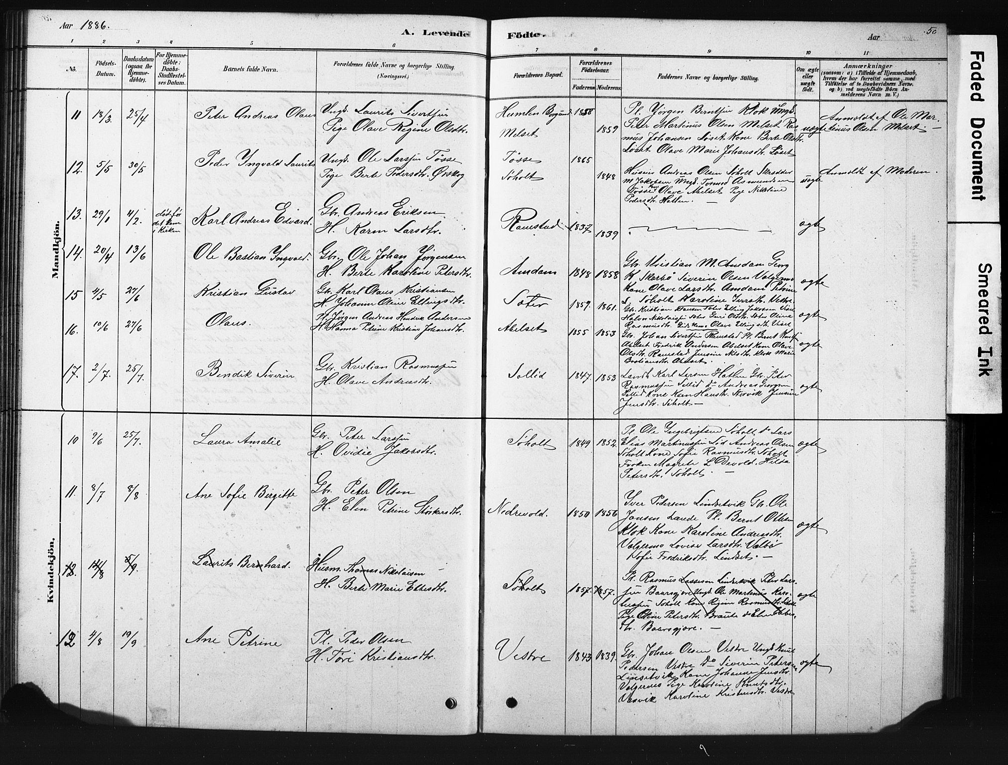 Ministerialprotokoller, klokkerbøker og fødselsregistre - Møre og Romsdal, AV/SAT-A-1454/522/L0326: Parish register (copy) no. 522C05, 1878-1890, p. 50