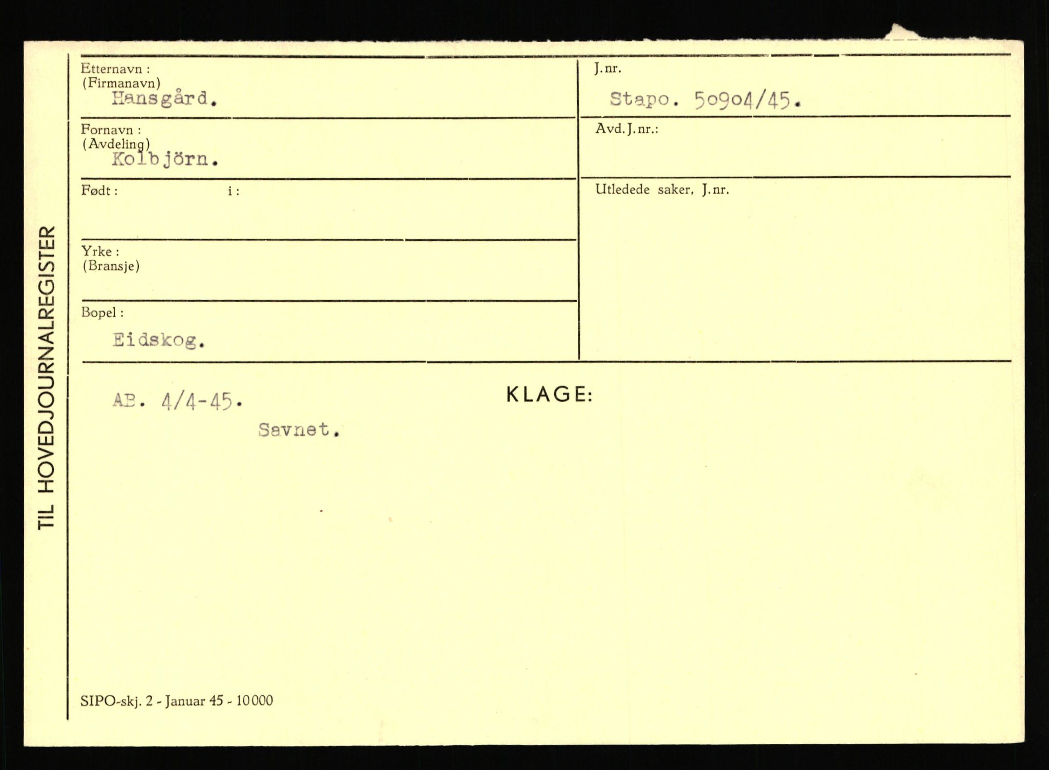 Statspolitiet - Hovedkontoret / Osloavdelingen, AV/RA-S-1329/C/Ca/L0006: Hanche - Hokstvedt, 1943-1945, p. 1758