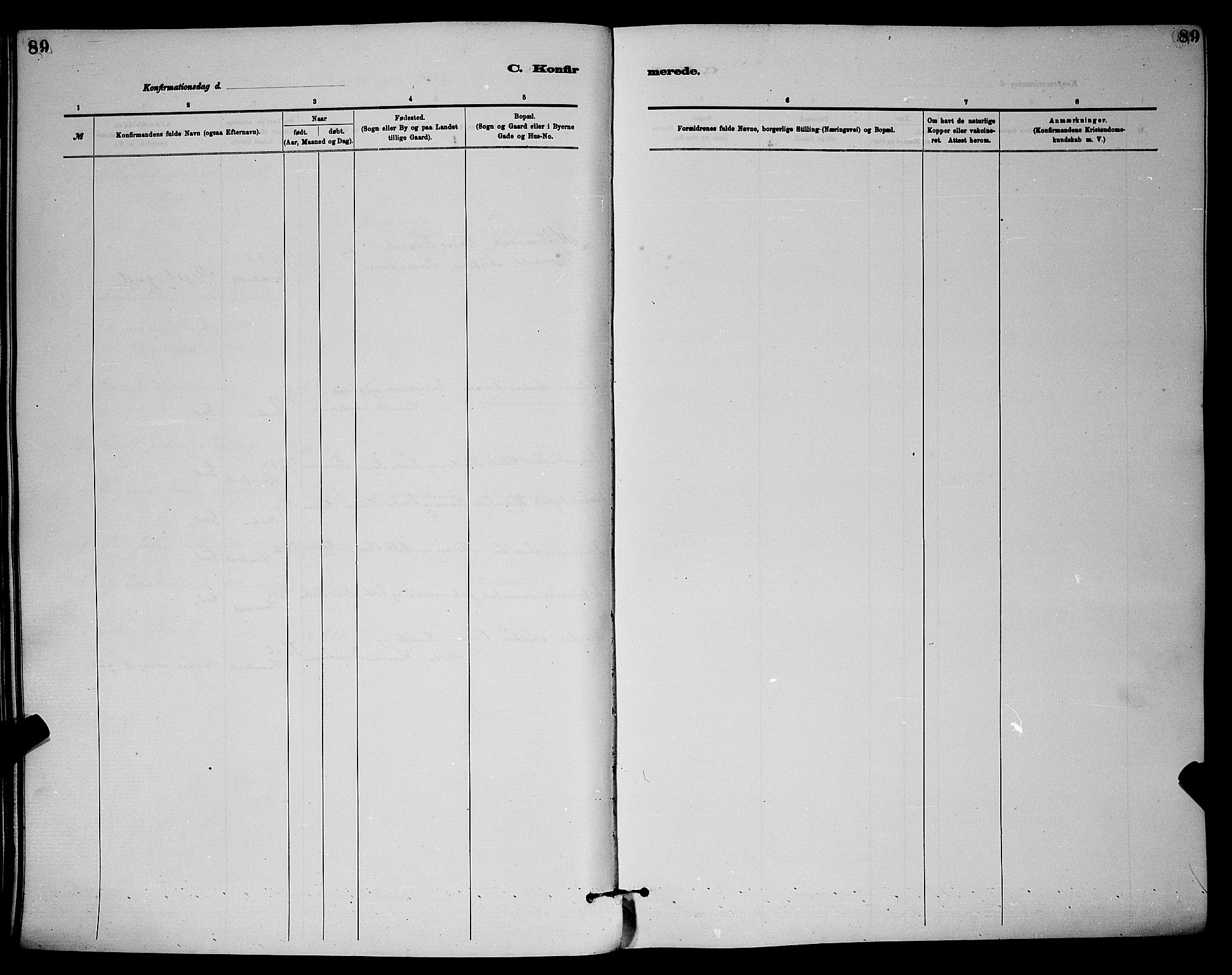 Langesund kirkebøker, SAKO/A-280/G/Ga/L0005: Parish register (copy) no. 5, 1884-1898, p. 89