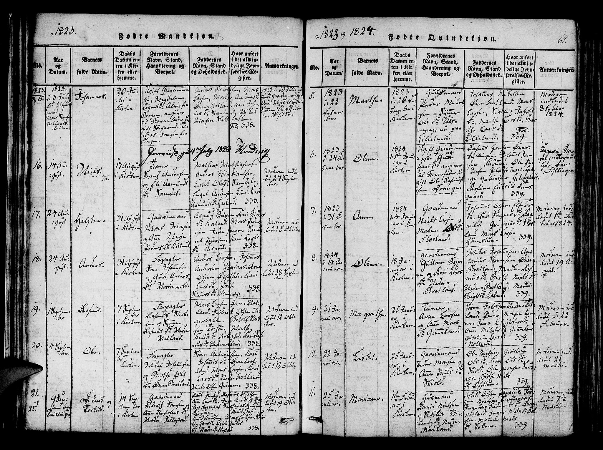 Fana Sokneprestembete, SAB/A-75101/H/Haa/Haaa/L0007: Parish register (official) no. A 7, 1816-1828, p. 64