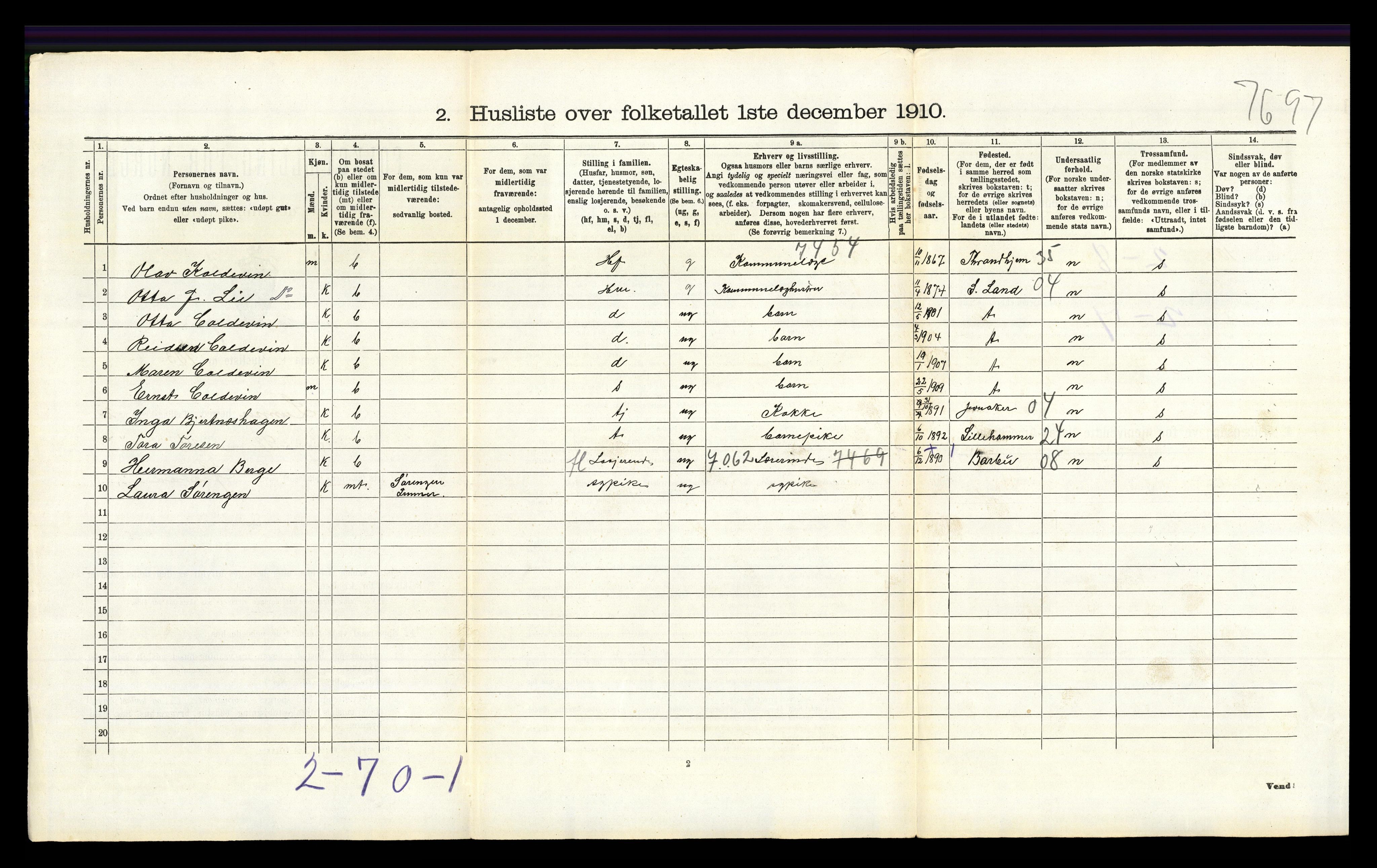 RA, 1910 census for Lunner, 1910, p. 469