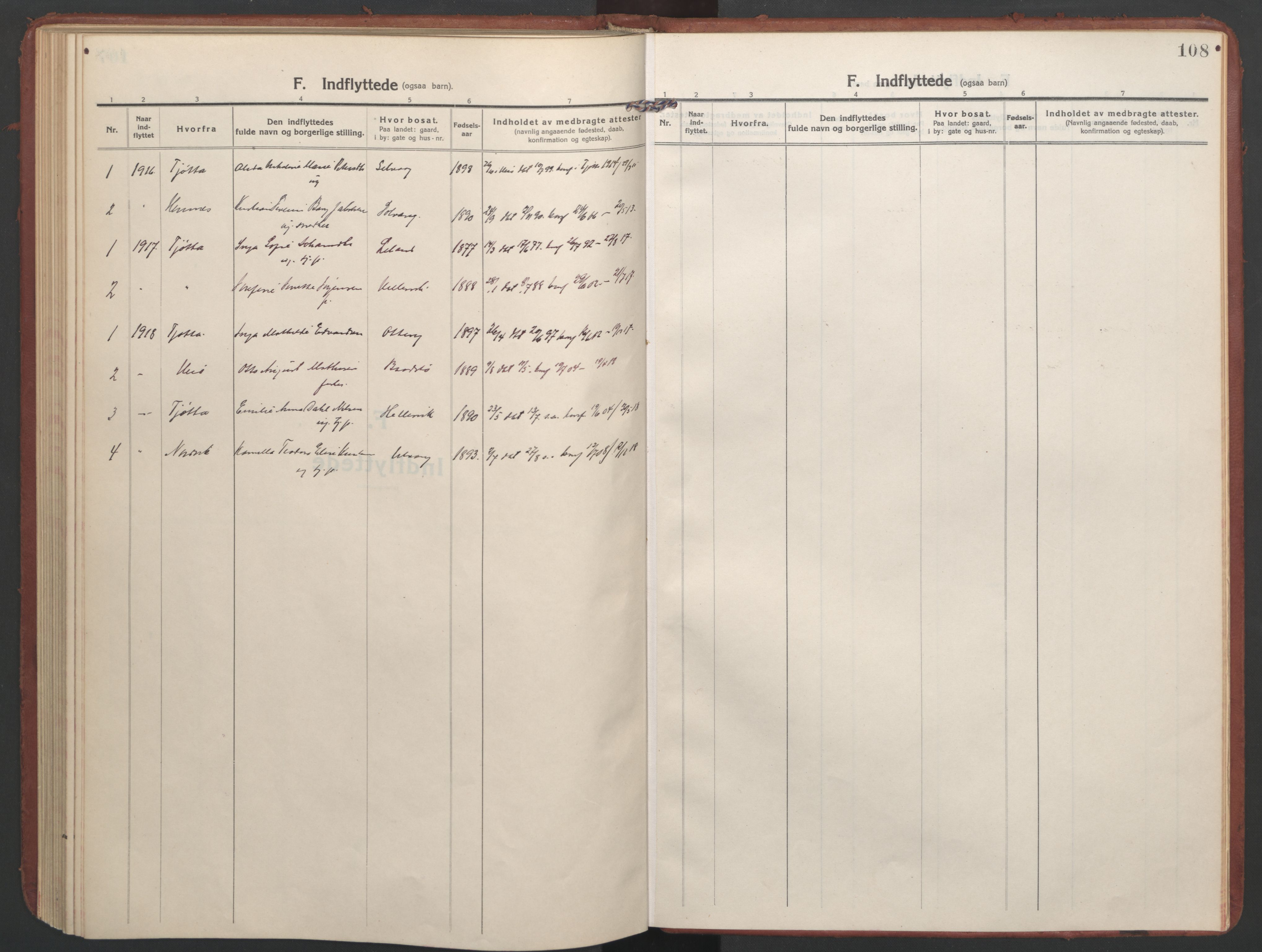 Ministerialprotokoller, klokkerbøker og fødselsregistre - Nordland, SAT/A-1459/832/L0492: Parish register (official) no. 832A01, 1916-1934, p. 108