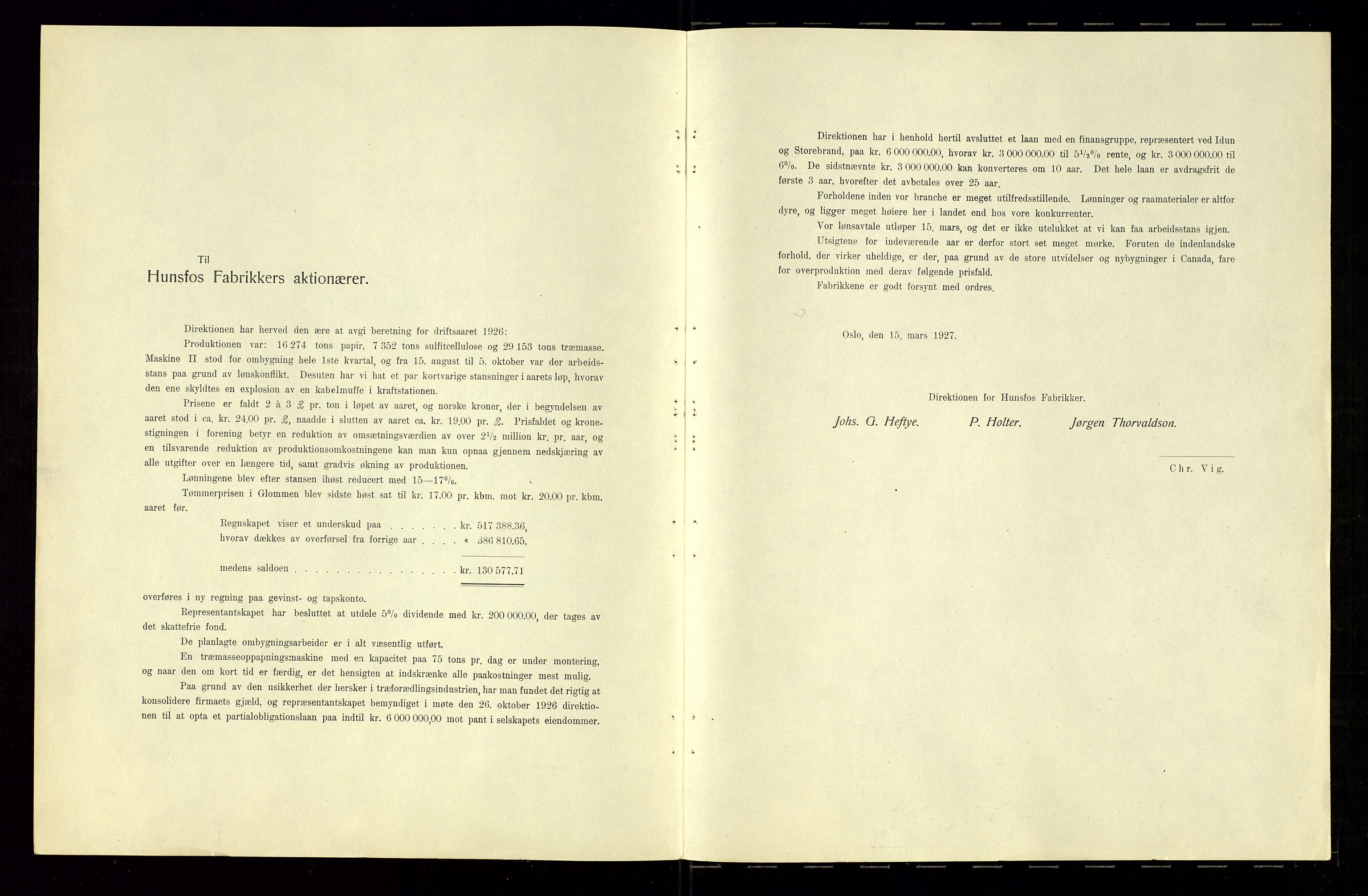 Hunsfos fabrikker, AV/SAK-D/1440/01/L0001/0003: Vedtekter, anmeldelser og årsberetninger / Årsberetninger og regnskap, 1918-1989, p. 38