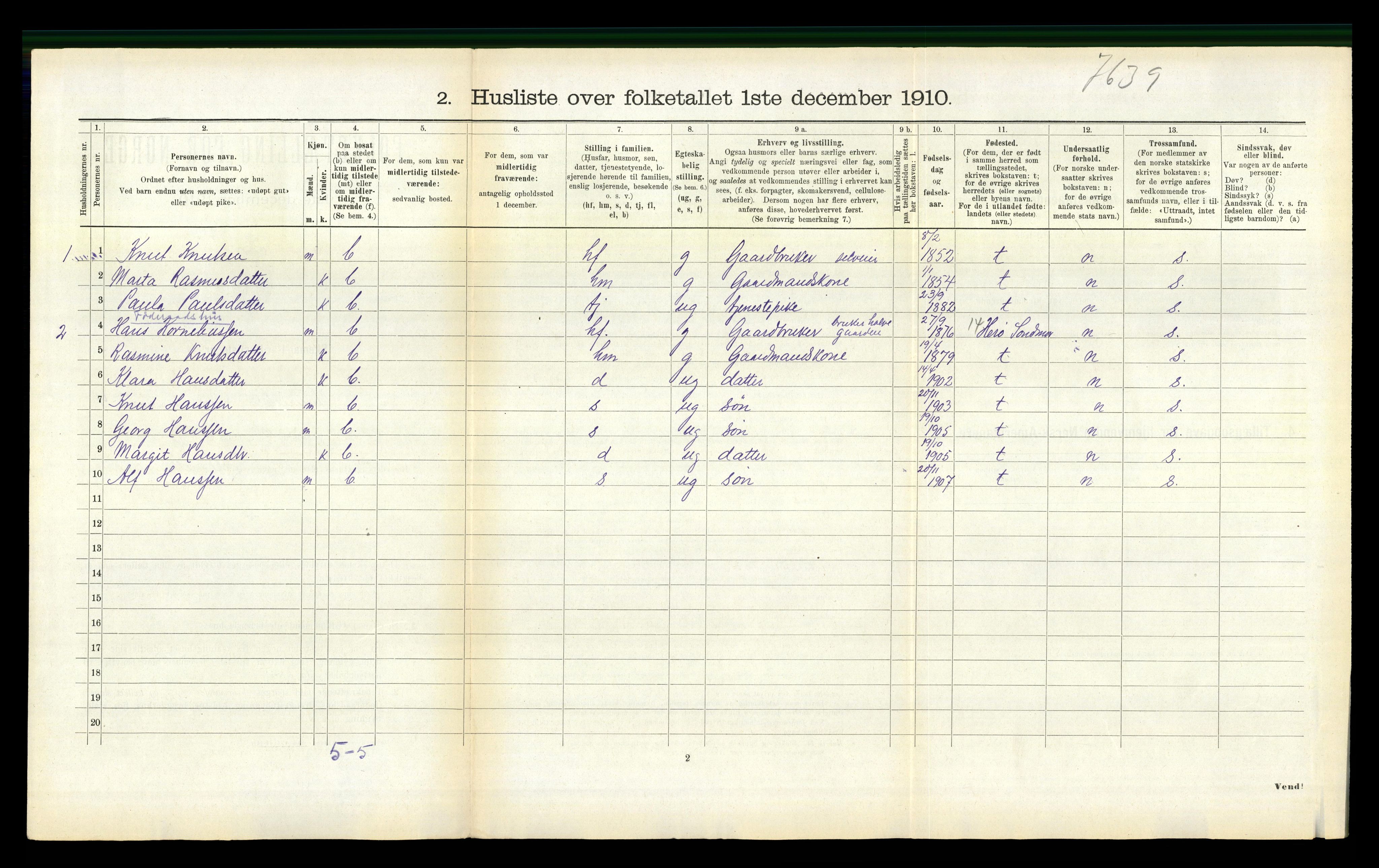 RA, 1910 census for Vanylven, 1910, p. 246