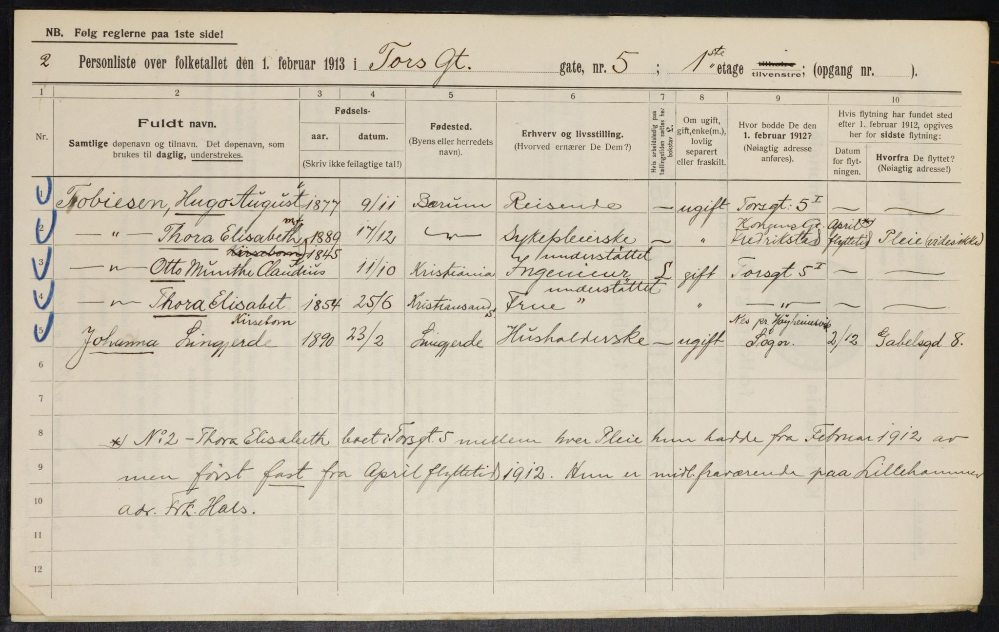 OBA, Municipal Census 1913 for Kristiania, 1913, p. 114387