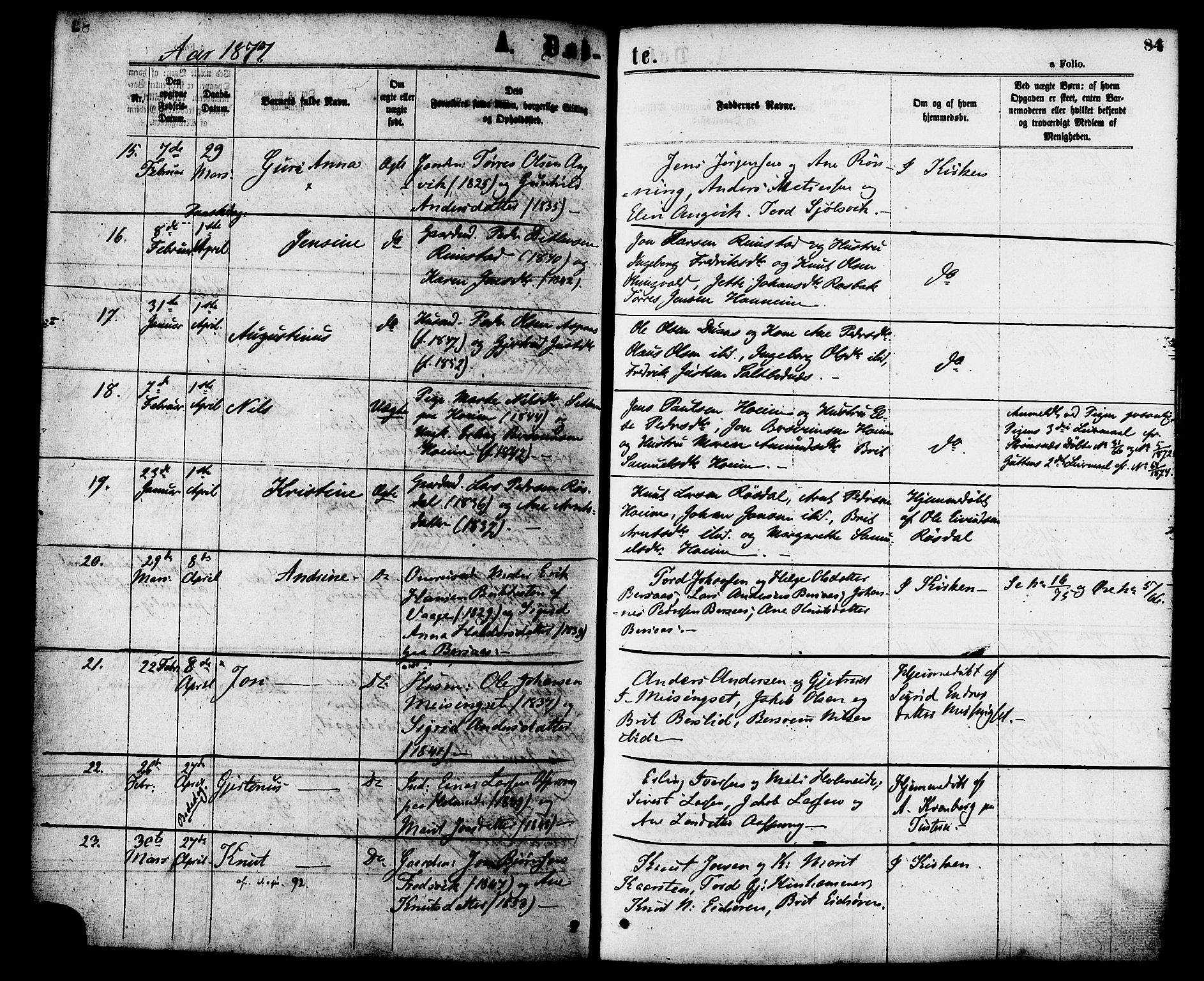 Ministerialprotokoller, klokkerbøker og fødselsregistre - Møre og Romsdal, AV/SAT-A-1454/586/L0986: Parish register (official) no. 586A12, 1867-1878, p. 84