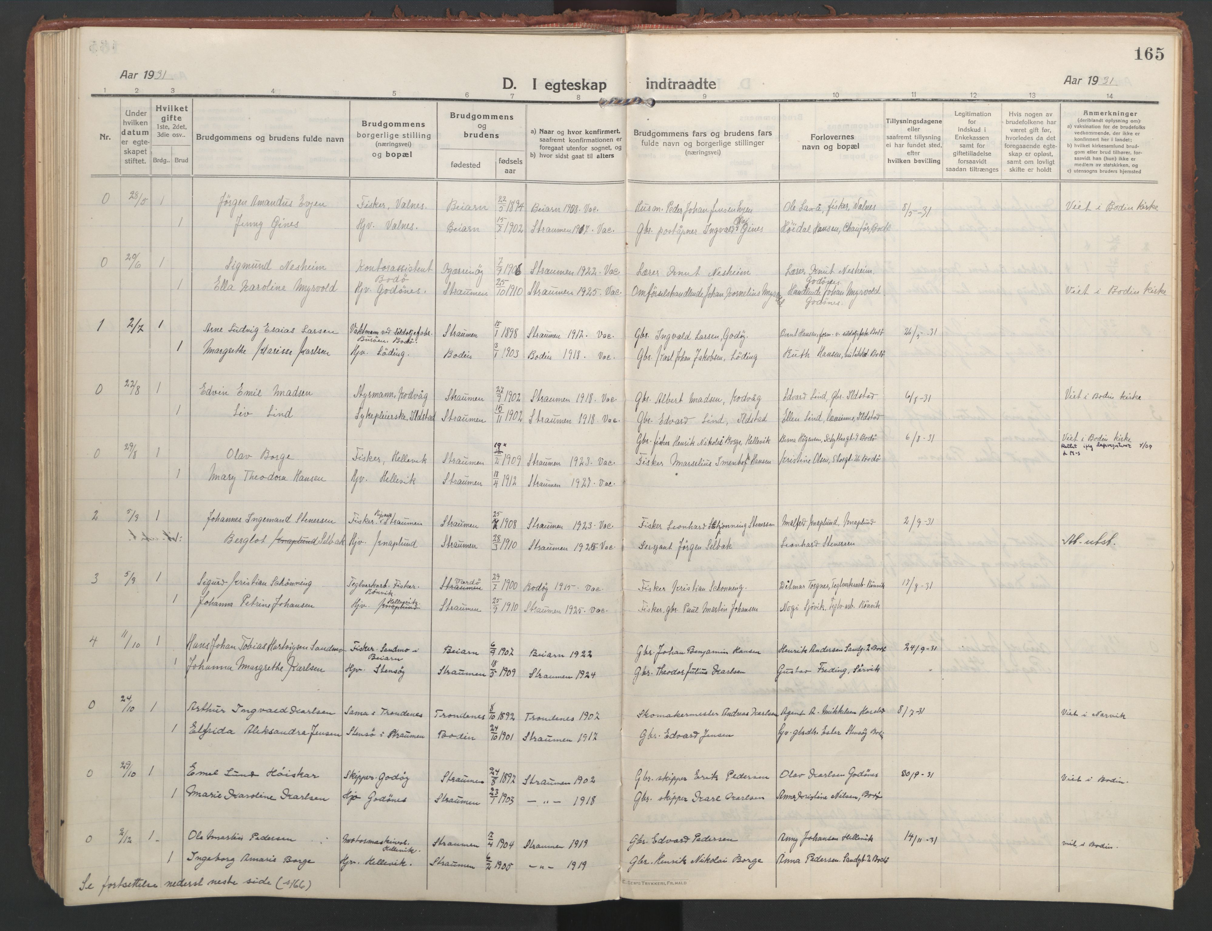 Ministerialprotokoller, klokkerbøker og fødselsregistre - Nordland, SAT/A-1459/804/L0086: Parish register (official) no. 804A07, 1916-1935, p. 165