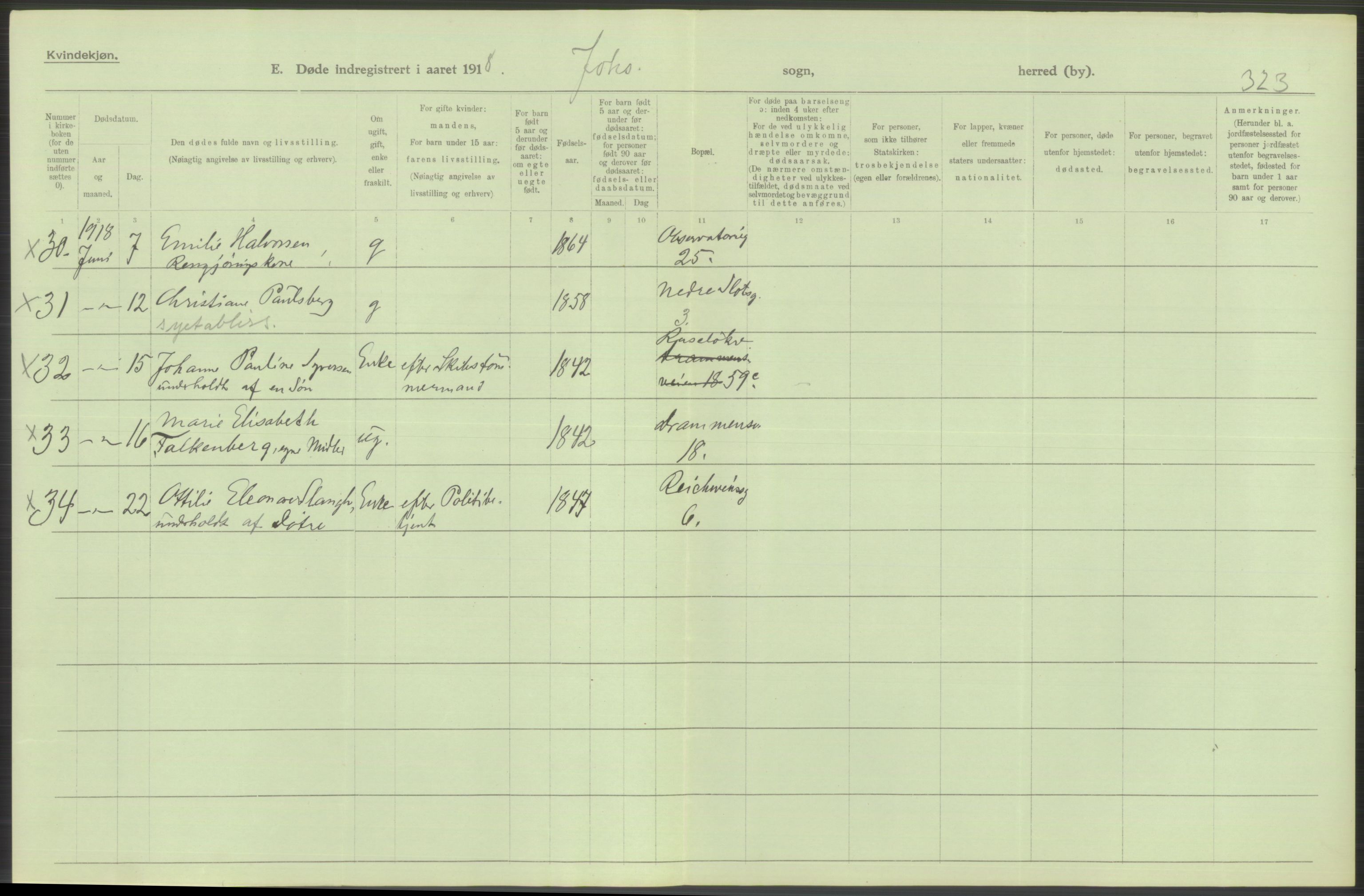 Statistisk sentralbyrå, Sosiodemografiske emner, Befolkning, AV/RA-S-2228/D/Df/Dfb/Dfbh/L0010: Kristiania: Døde, 1918, p. 170