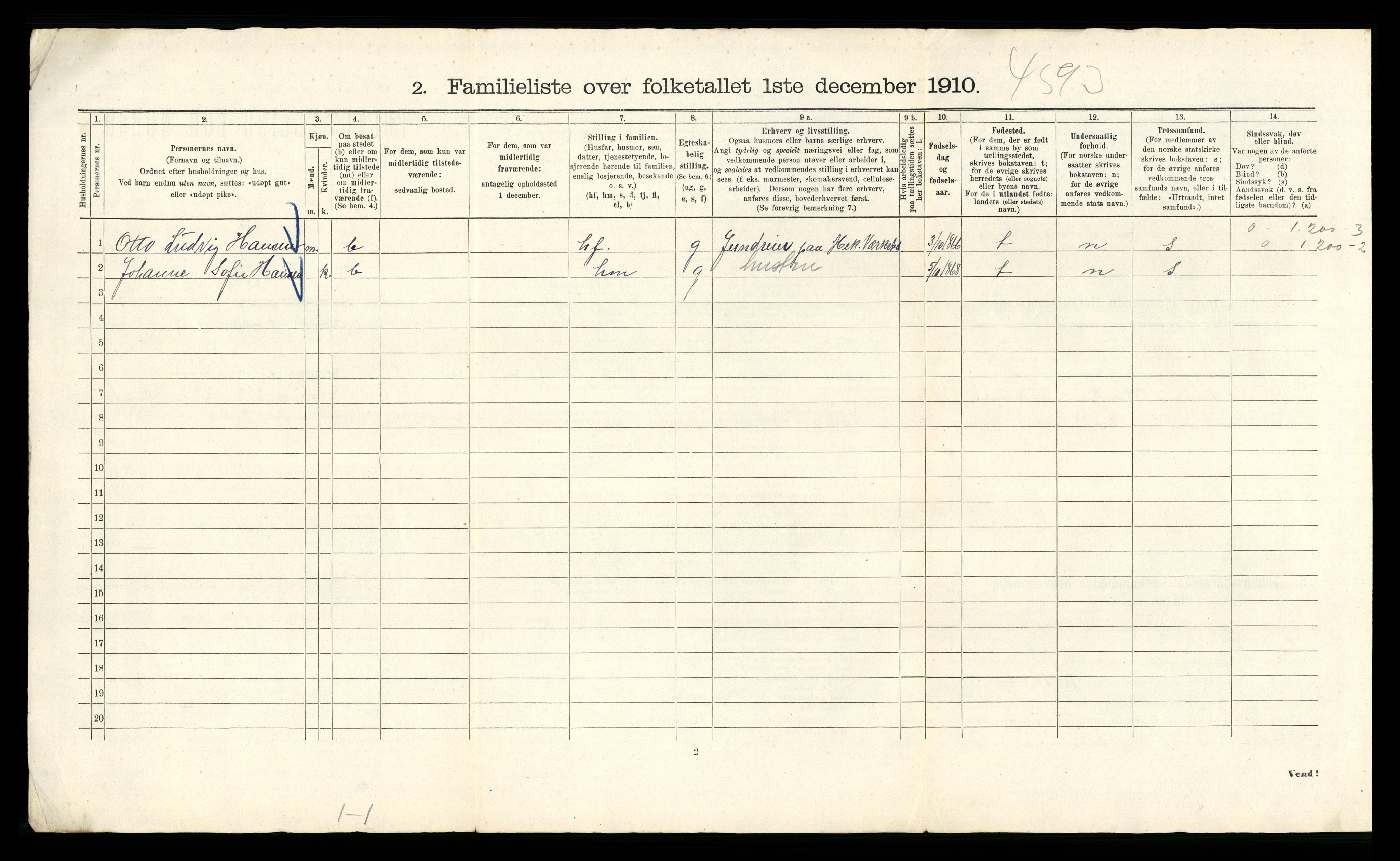 RA, 1910 census for Kristiania, 1910, p. 109700