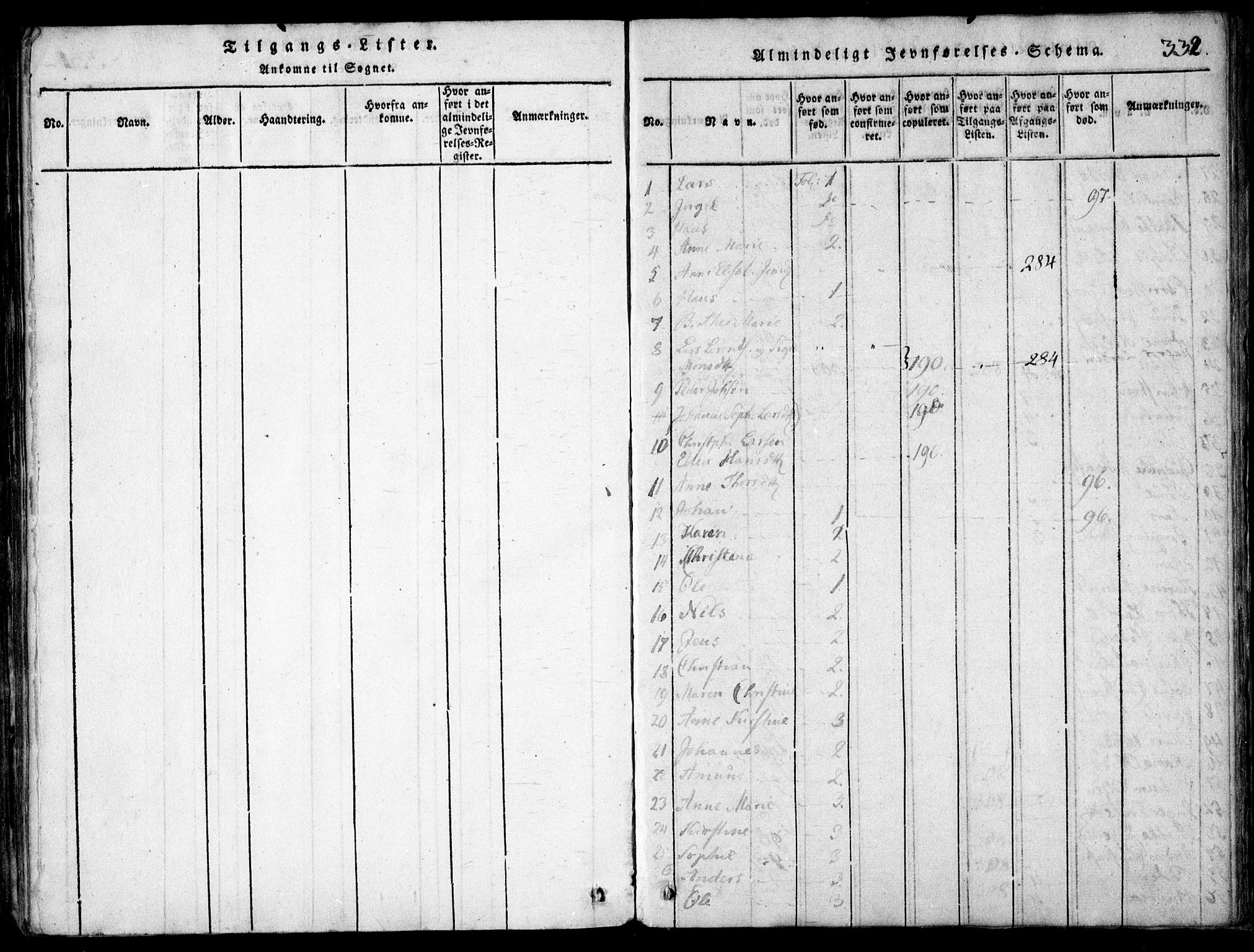 Skedsmo prestekontor Kirkebøker, SAO/A-10033a/F/Fa/L0008: Parish register (official) no. I 8, 1815-1829, p. 332