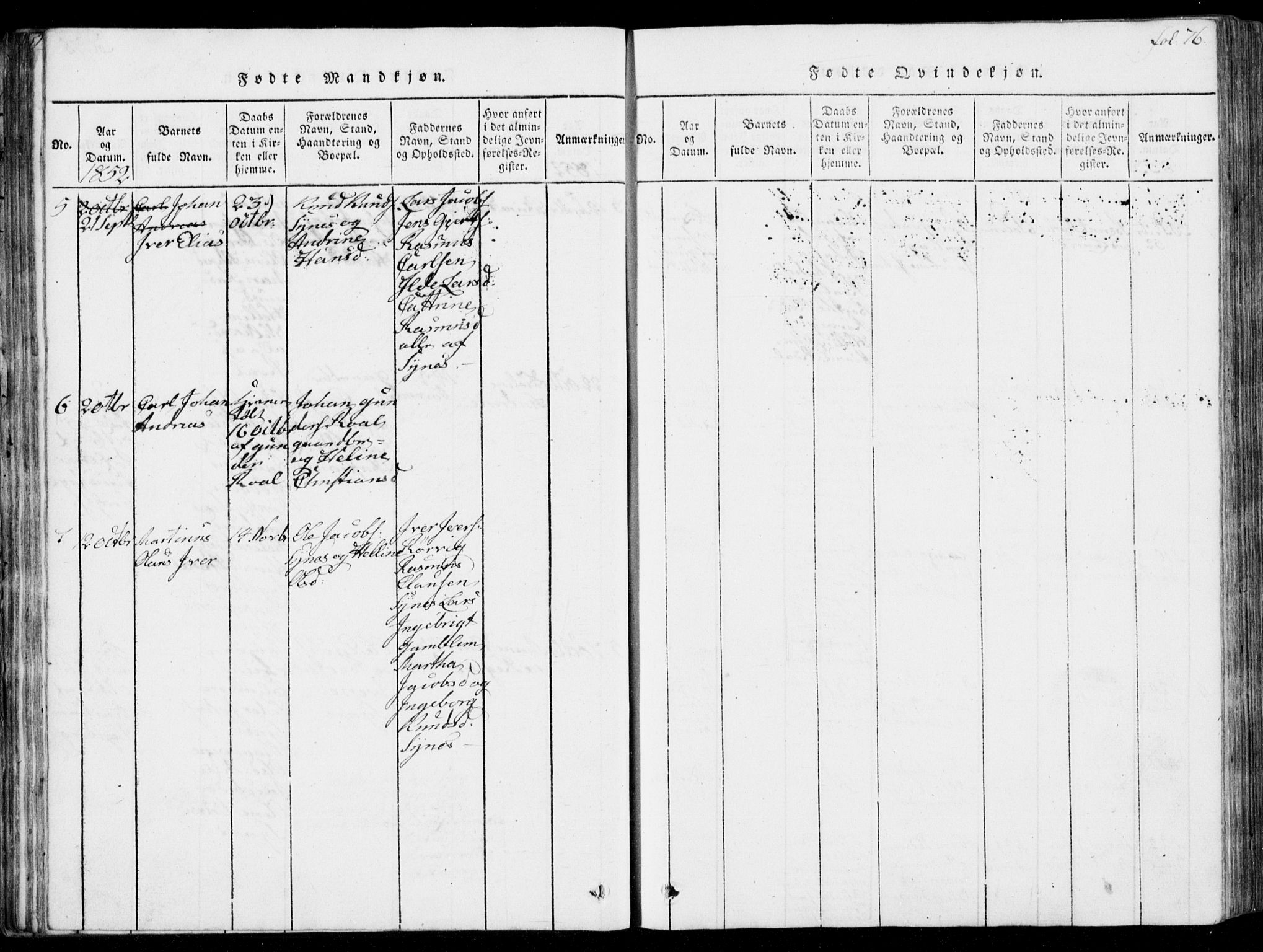 Ministerialprotokoller, klokkerbøker og fødselsregistre - Møre og Romsdal, SAT/A-1454/537/L0517: Parish register (official) no. 537A01, 1818-1862, p. 76