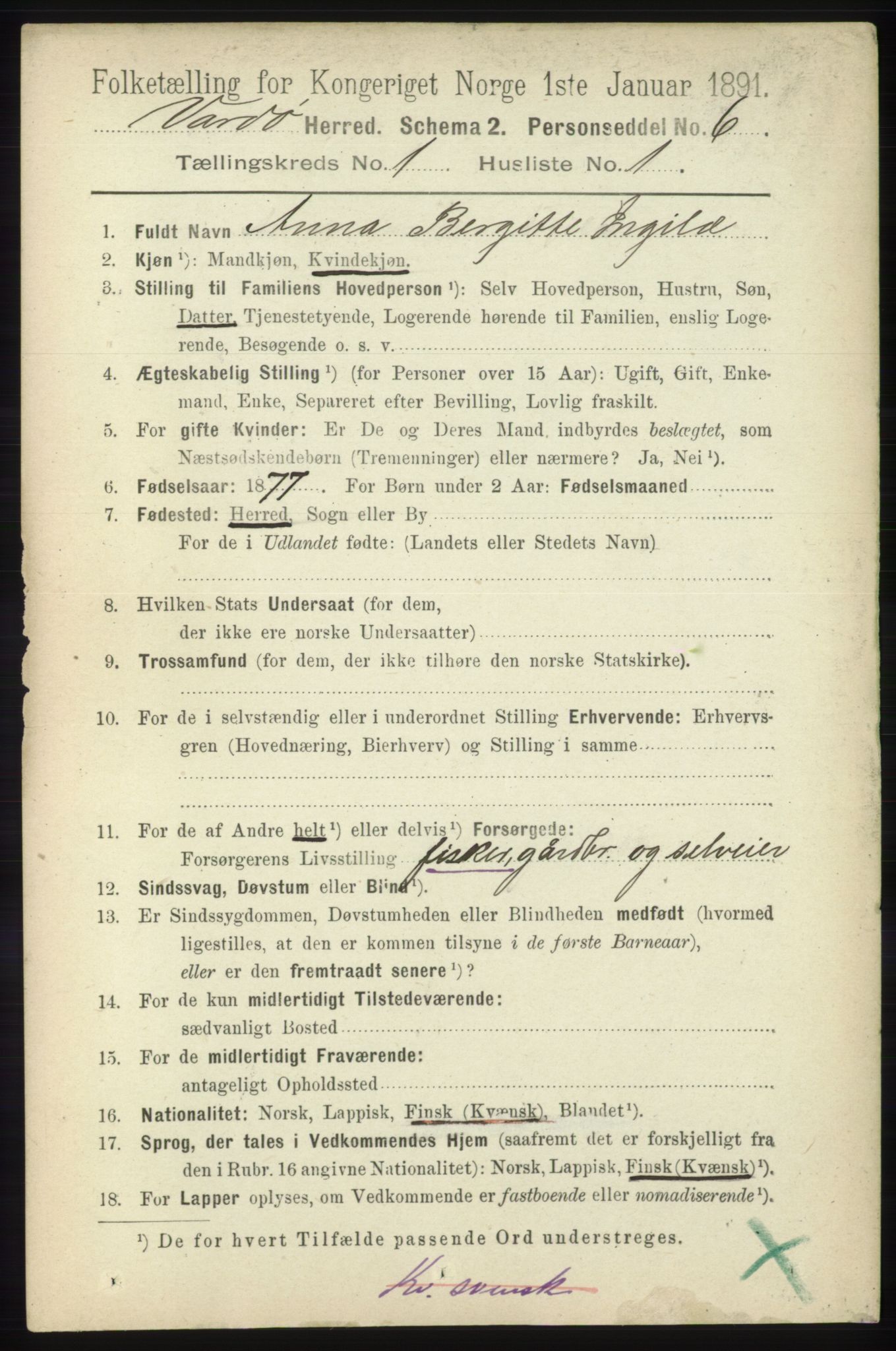 RA, 1891 census for 2028 Vardø, 1891, p. 49