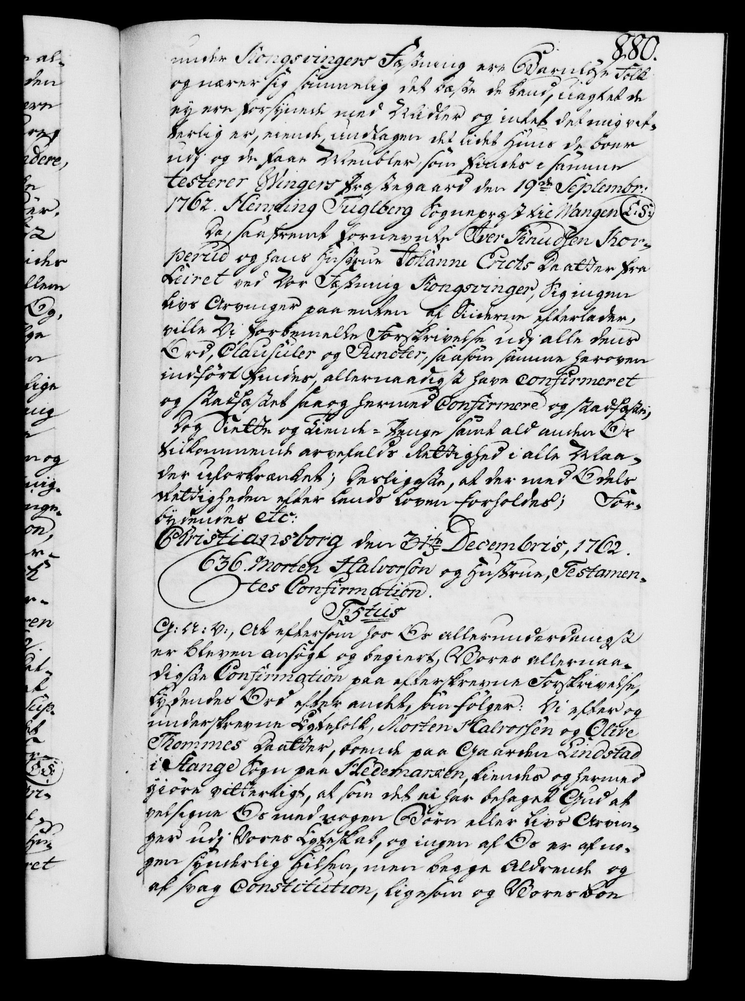 Danske Kanselli 1572-1799, AV/RA-EA-3023/F/Fc/Fca/Fcaa/L0041: Norske registre, 1760-1762, p. 880a