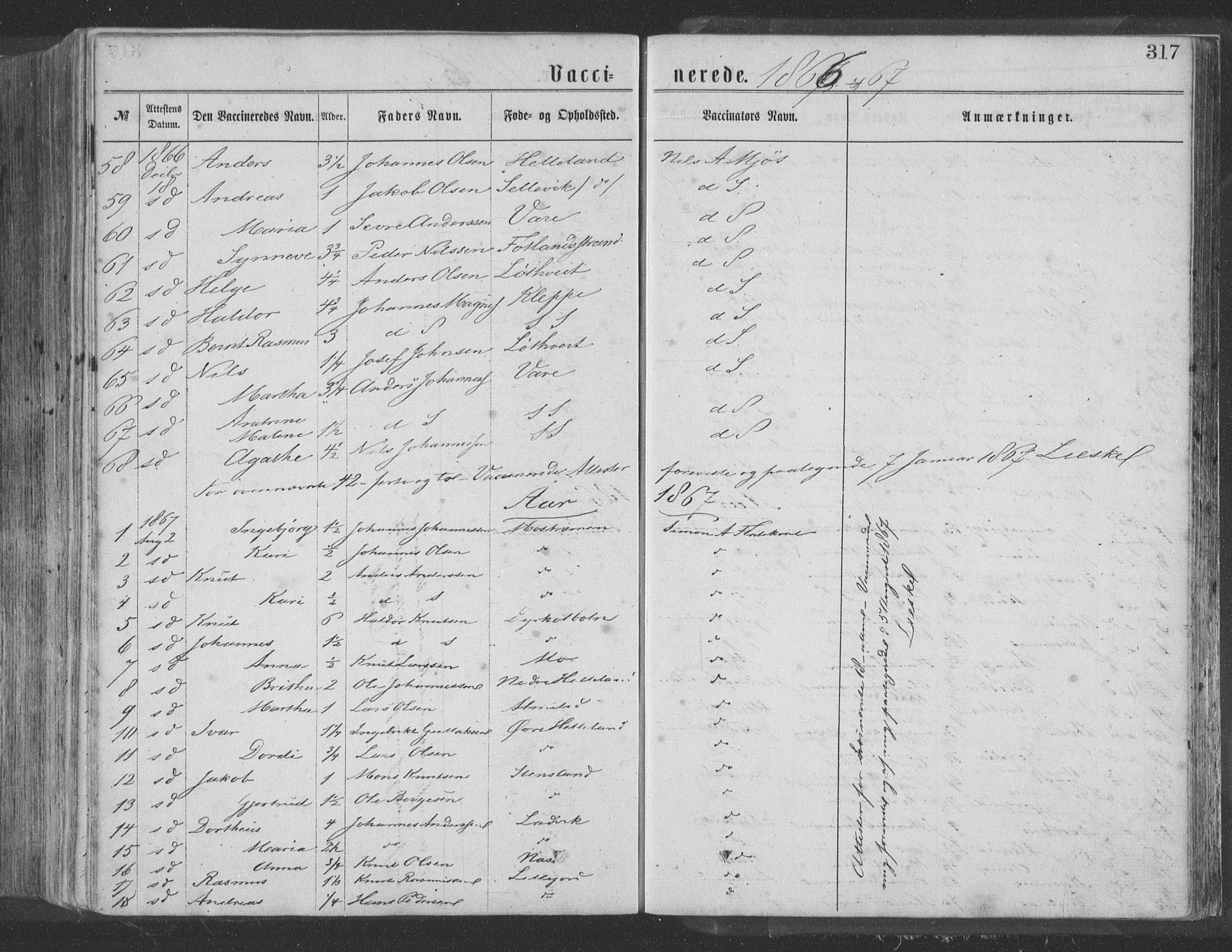 Hosanger sokneprestembete, AV/SAB-A-75801/H/Haa: Parish register (official) no. A 9, 1864-1876, p. 317