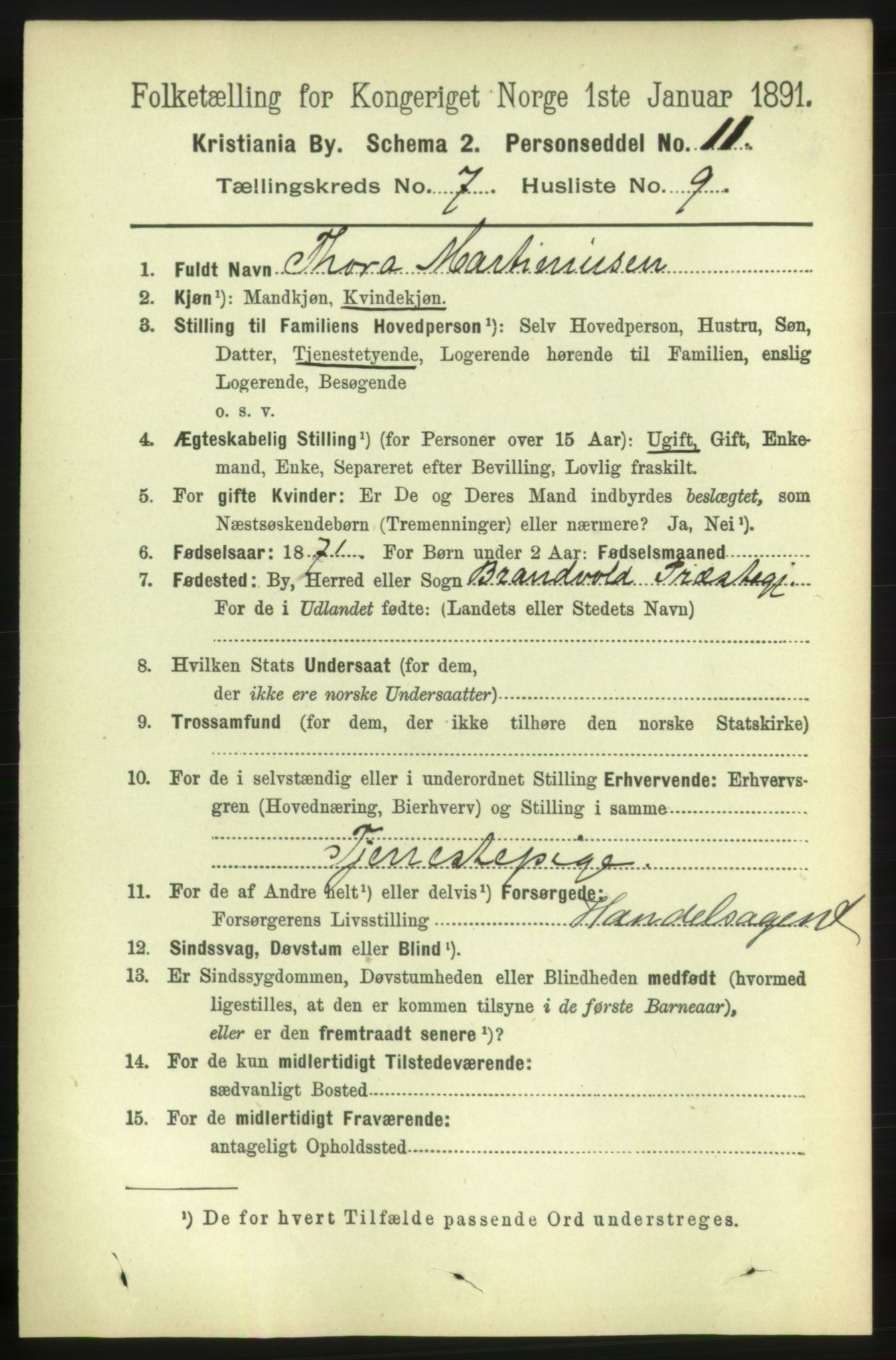 RA, 1891 census for 0301 Kristiania, 1891, p. 2866