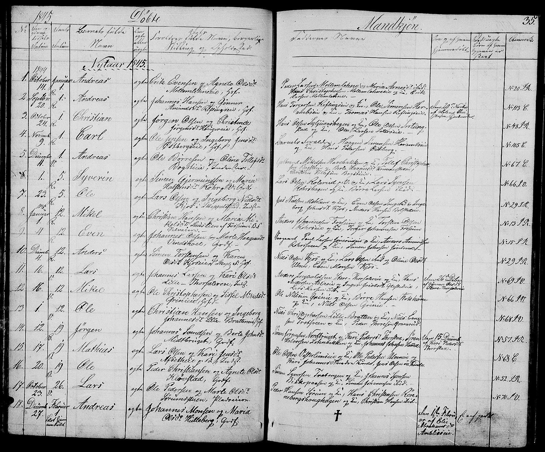 Ringsaker prestekontor, AV/SAH-PREST-014/L/La/L0005: Parish register (copy) no. 5, 1839-1850, p. 35