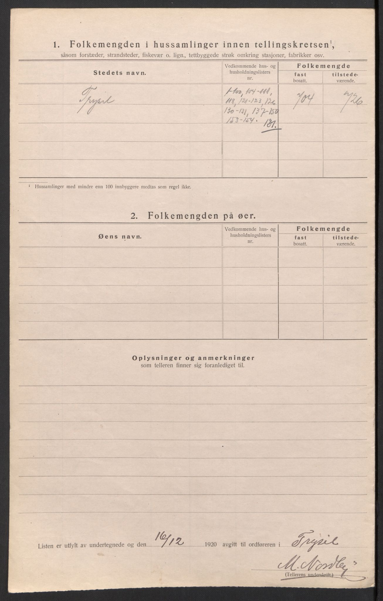 SAH, 1920 census for Trysil, 1920, p. 59