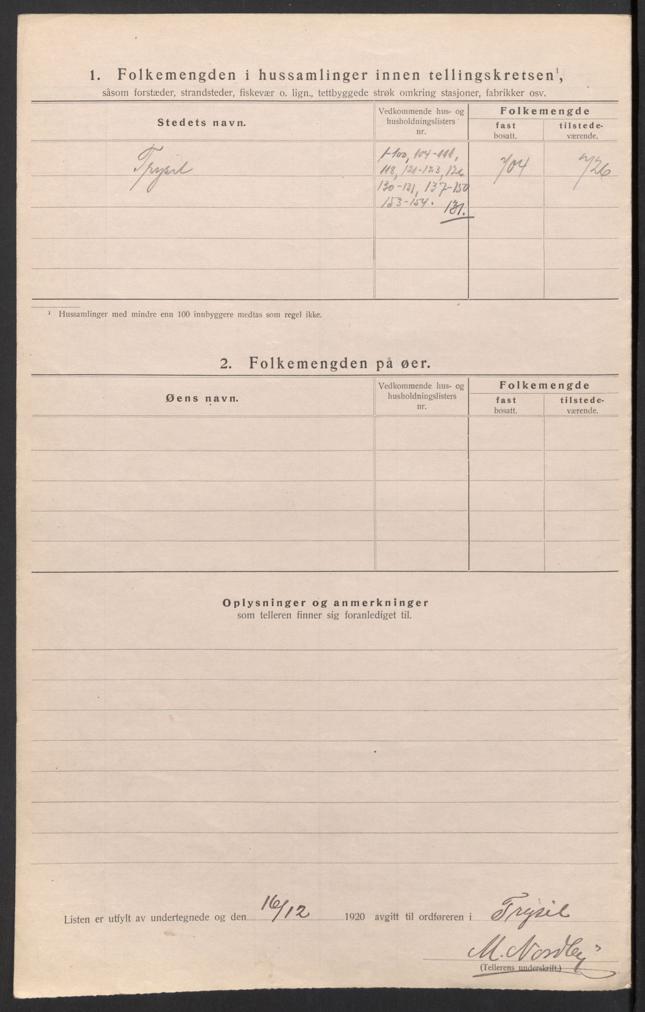 SAH, 1920 census for Trysil, 1920, p. 59