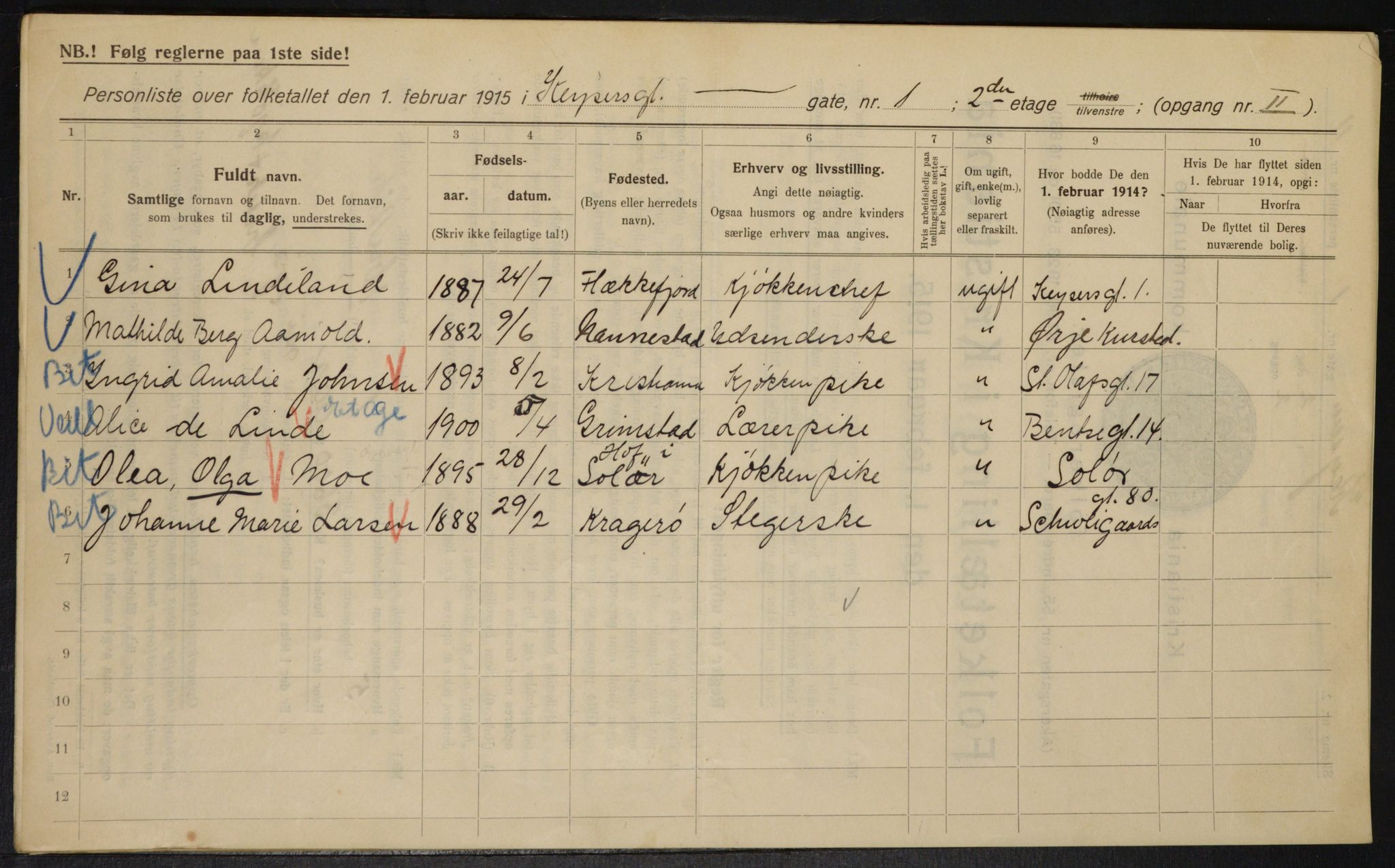 OBA, Municipal Census 1915 for Kristiania, 1915, p. 48716