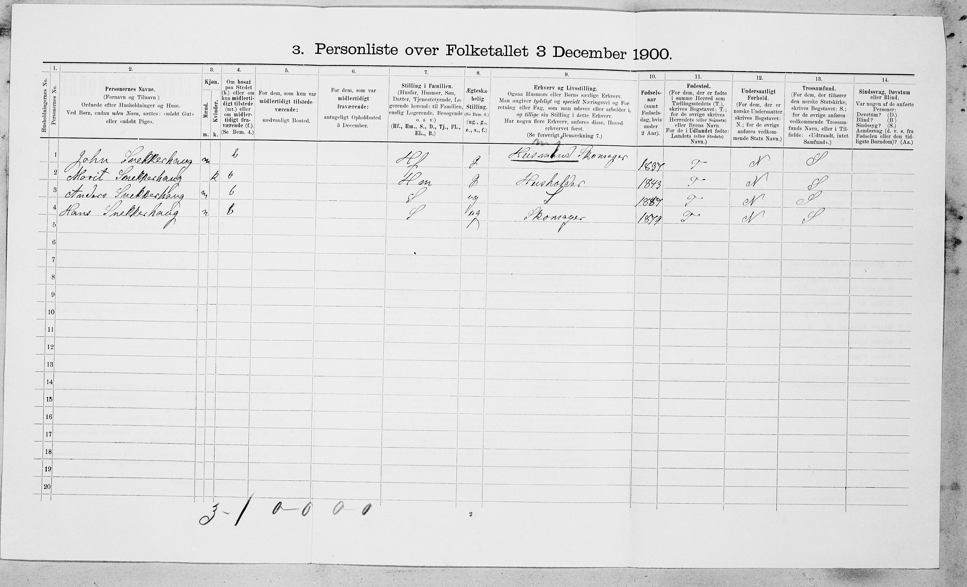 SAT, 1900 census for Oppdal, 1900, p. 347