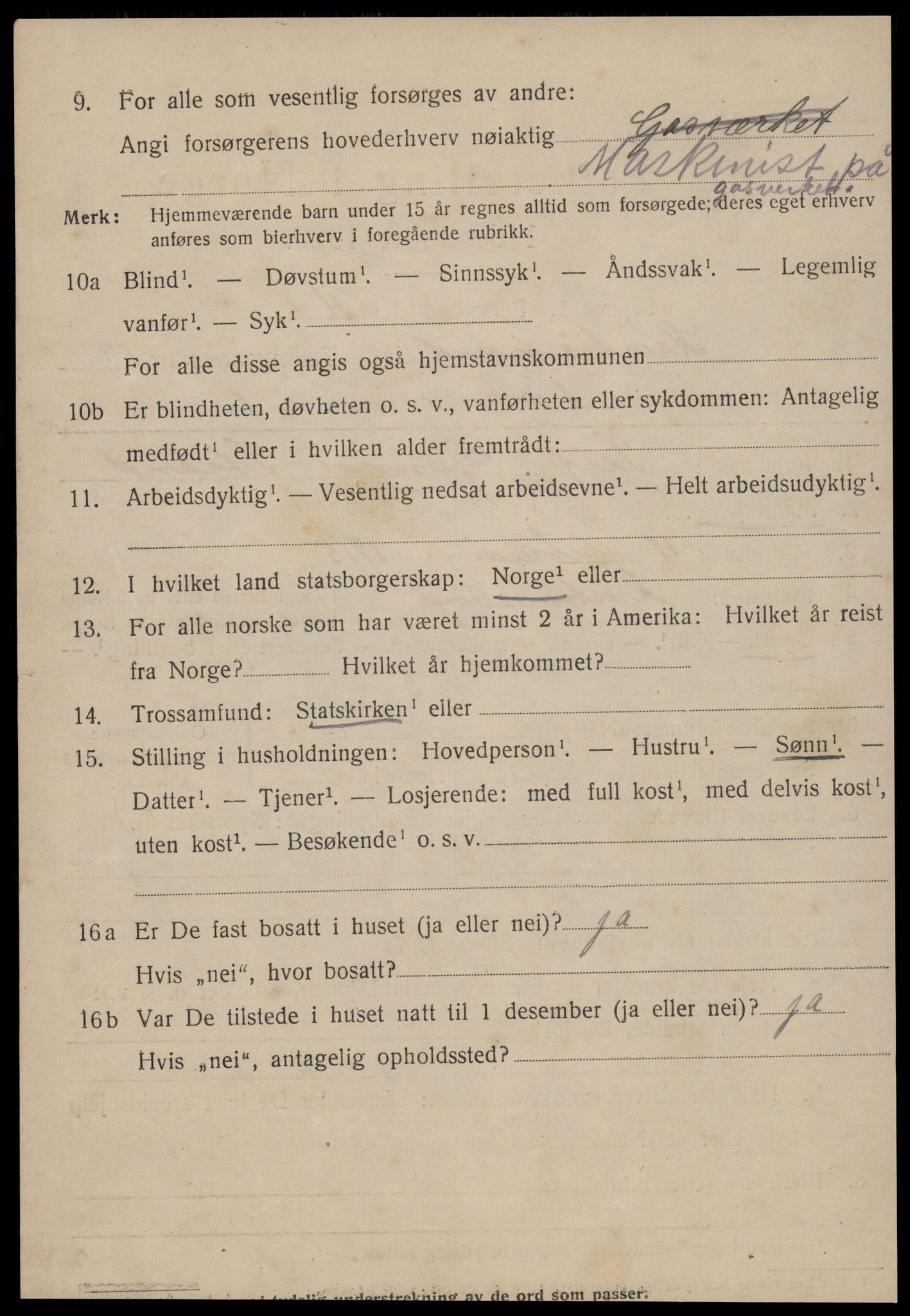 SAT, 1920 census for Kristiansund, 1920, p. 26436