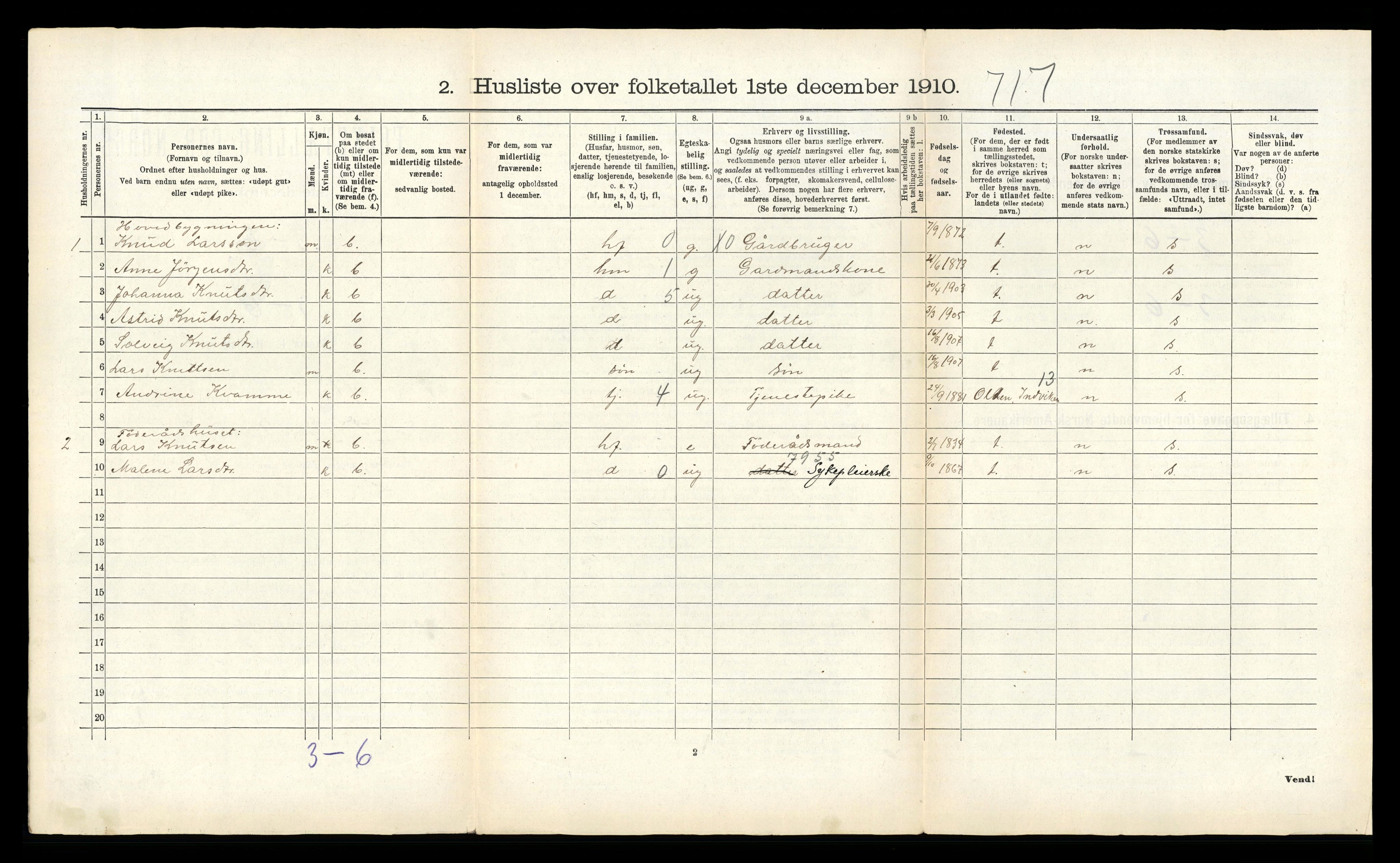 RA, 1910 census for Stryn, 1910, p. 112