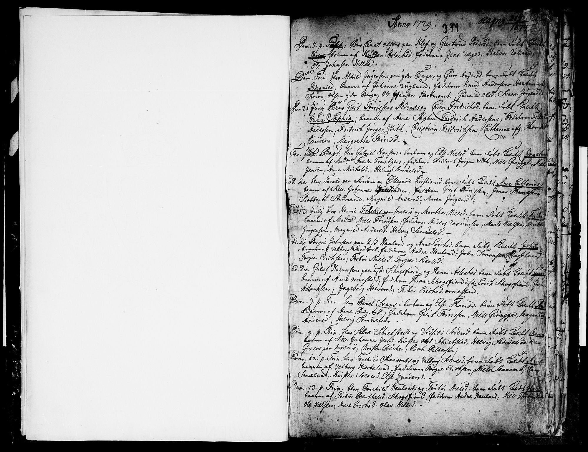 Mandal sokneprestkontor, SAK/1111-0030/F/Fa/Faa/L0001: Parish register (official) no. A 1, 1729-1748, p. 1