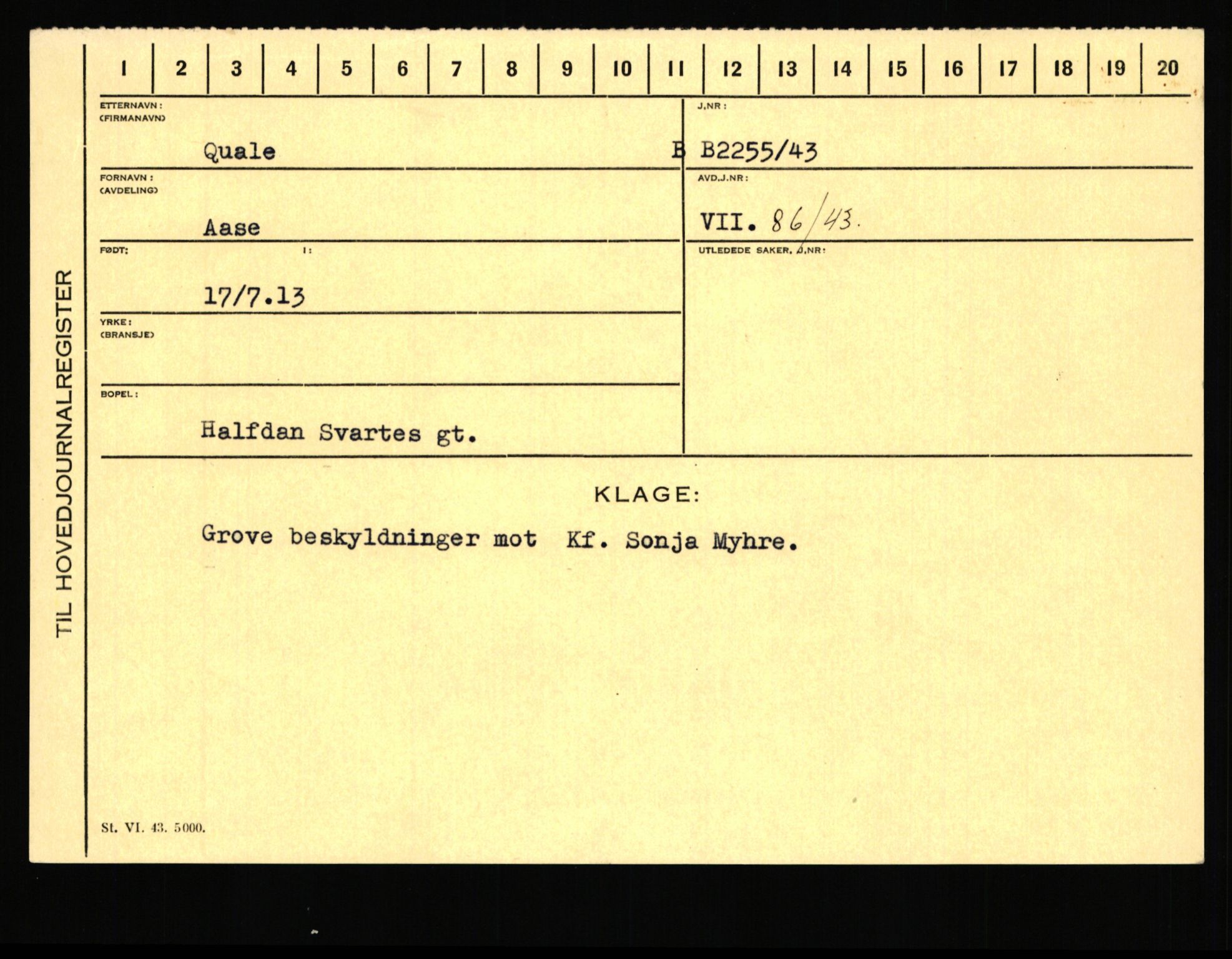 Statspolitiet - Hovedkontoret / Osloavdelingen, AV/RA-S-1329/C/Ca/L0012: Oanæs - Quistgaard	, 1943-1945, p. 4953