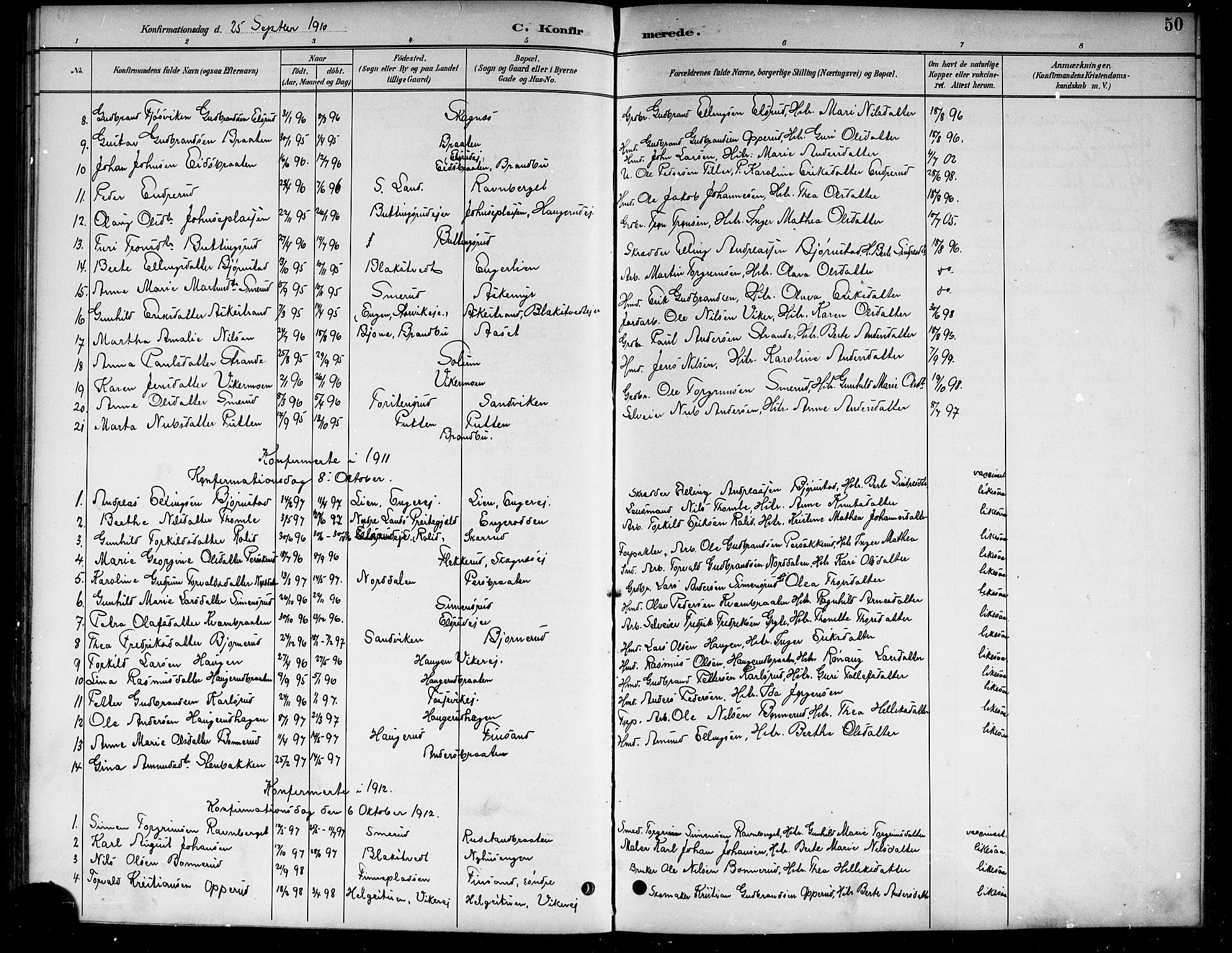Ådal kirkebøker, SAKO/A-248/G/Ga/L0004: Parish register (copy) no.  I 4, 1891-1920, p. 50