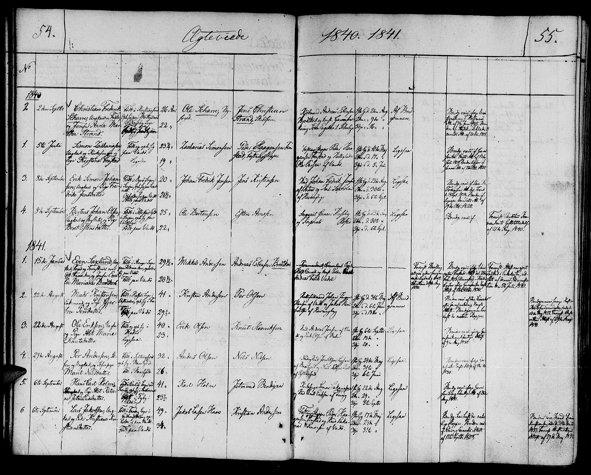 Vardø sokneprestkontor, AV/SATØ-S-1332/H/Ha/L0002kirke: Parish register (official) no. 2, 1805-1842, p. 54-55