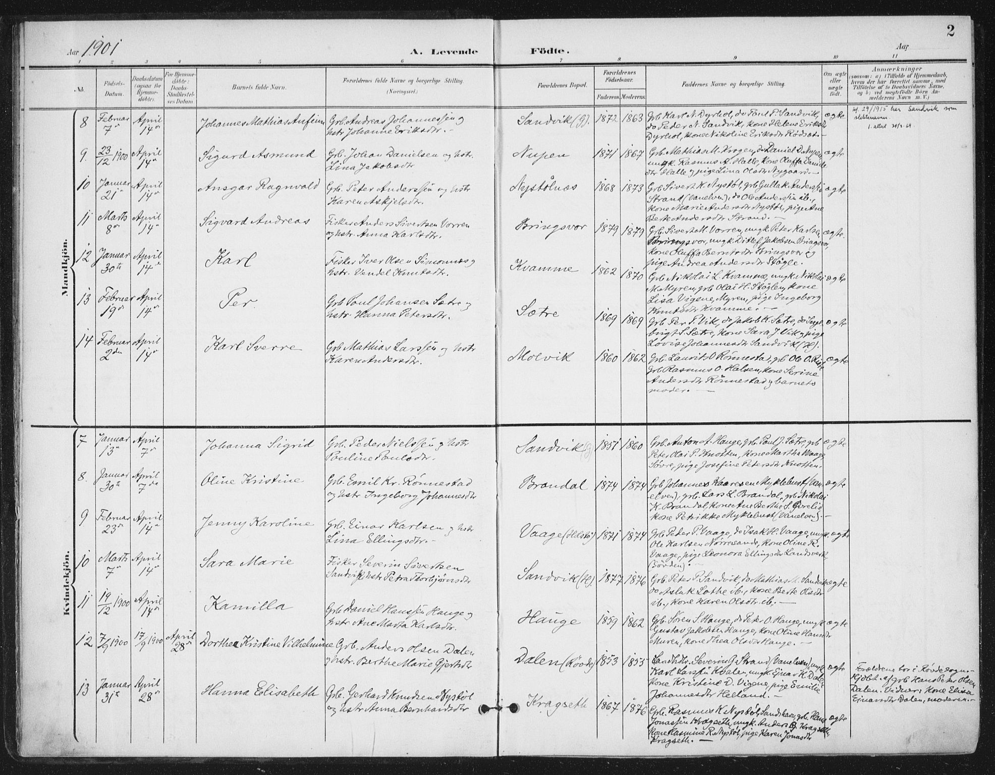 Ministerialprotokoller, klokkerbøker og fødselsregistre - Møre og Romsdal, AV/SAT-A-1454/503/L0038: Parish register (official) no. 503A06, 1901-1917, p. 2