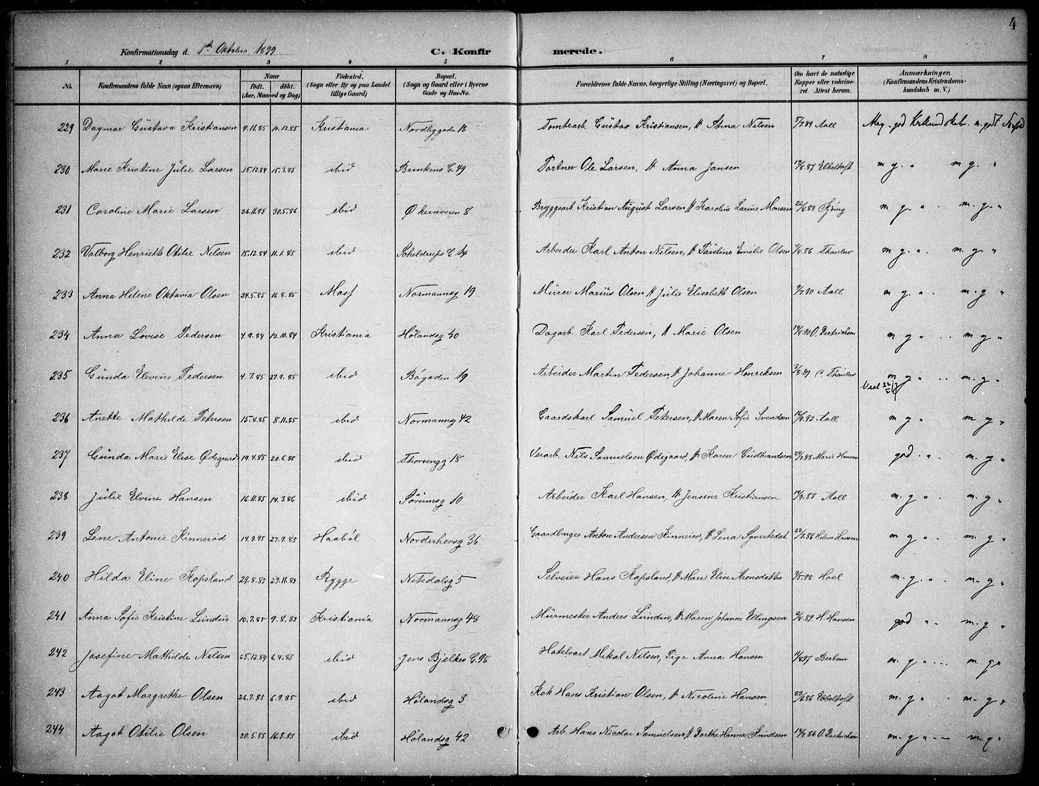 Kampen prestekontor Kirkebøker, AV/SAO-A-10853/F/Fa/L0009: Parish register (official) no. I 9, 1899-1911, p. 4