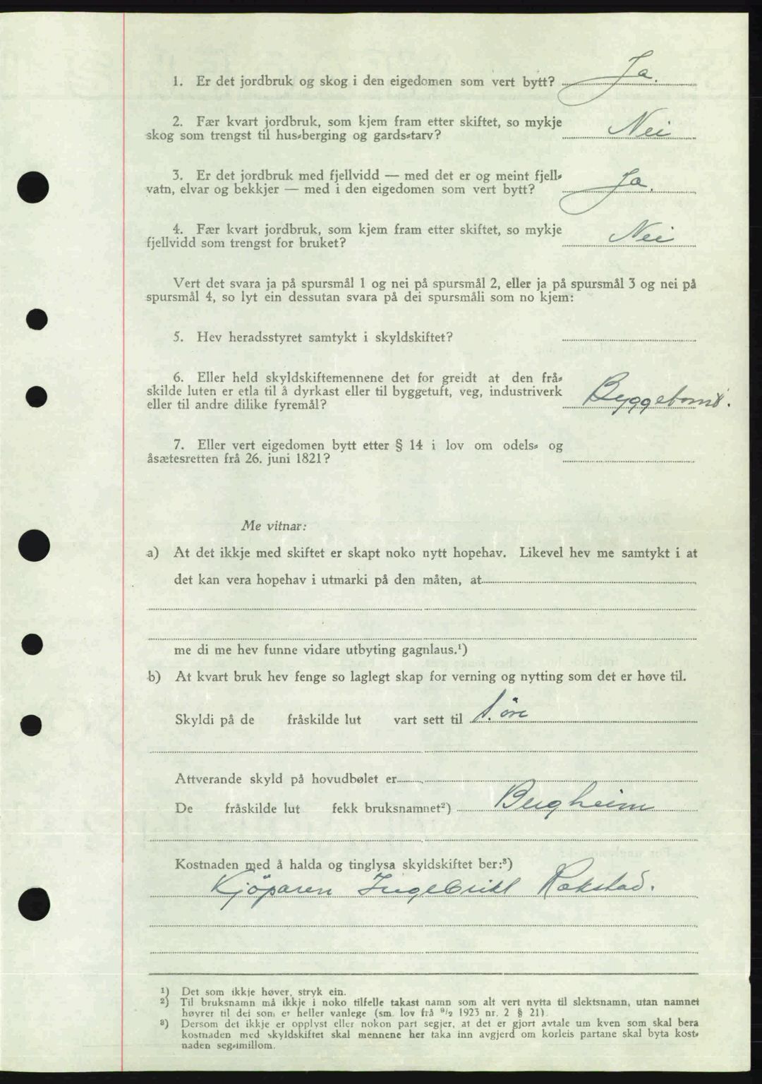 Romsdal sorenskriveri, SAT/A-4149/1/2/2C: Mortgage book no. A19, 1946-1946, Diary no: : 942/1946