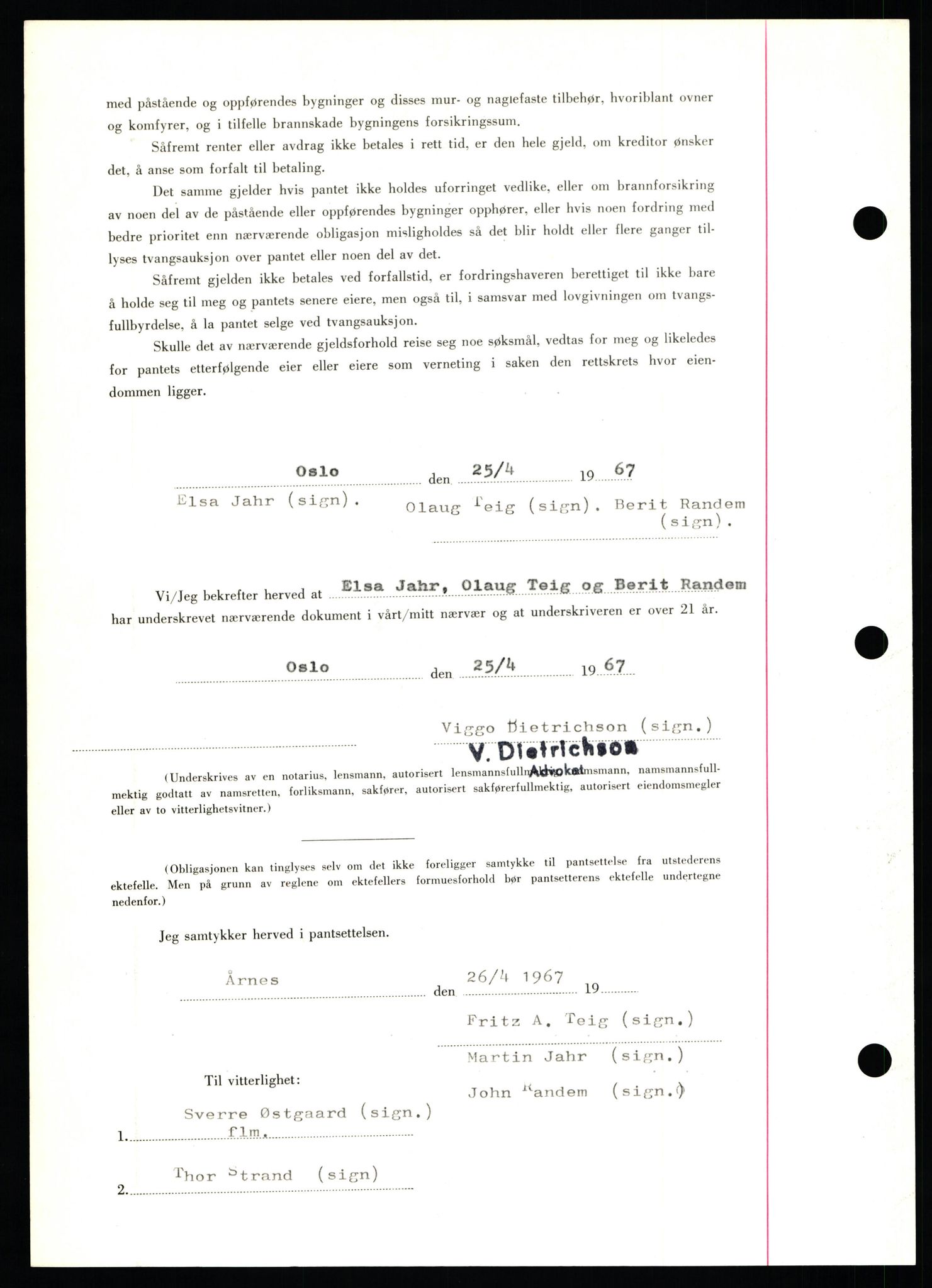 Nord-Hedmark sorenskriveri, SAH/TING-012/H/Hb/Hbf/L0071: Mortgage book no. B71, 1967-1967, Diary no: : 2109/1967